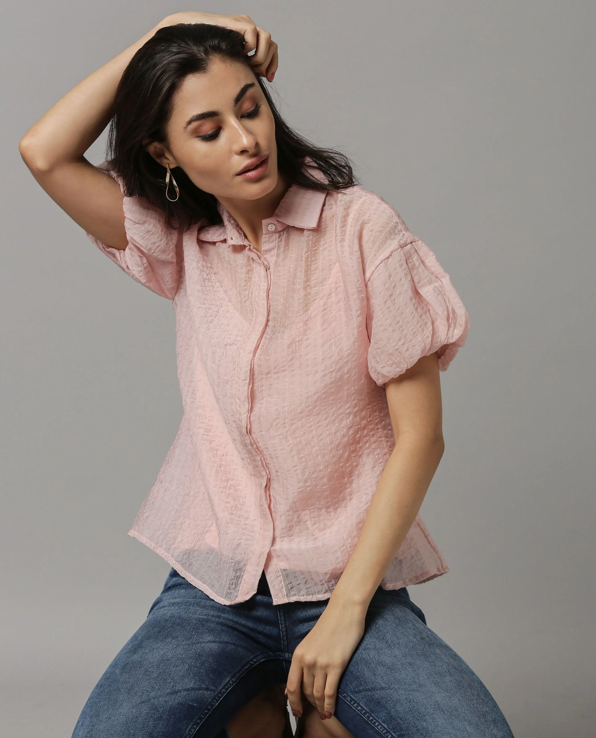 Rareism Women Highness Pink Top Short Sleeves