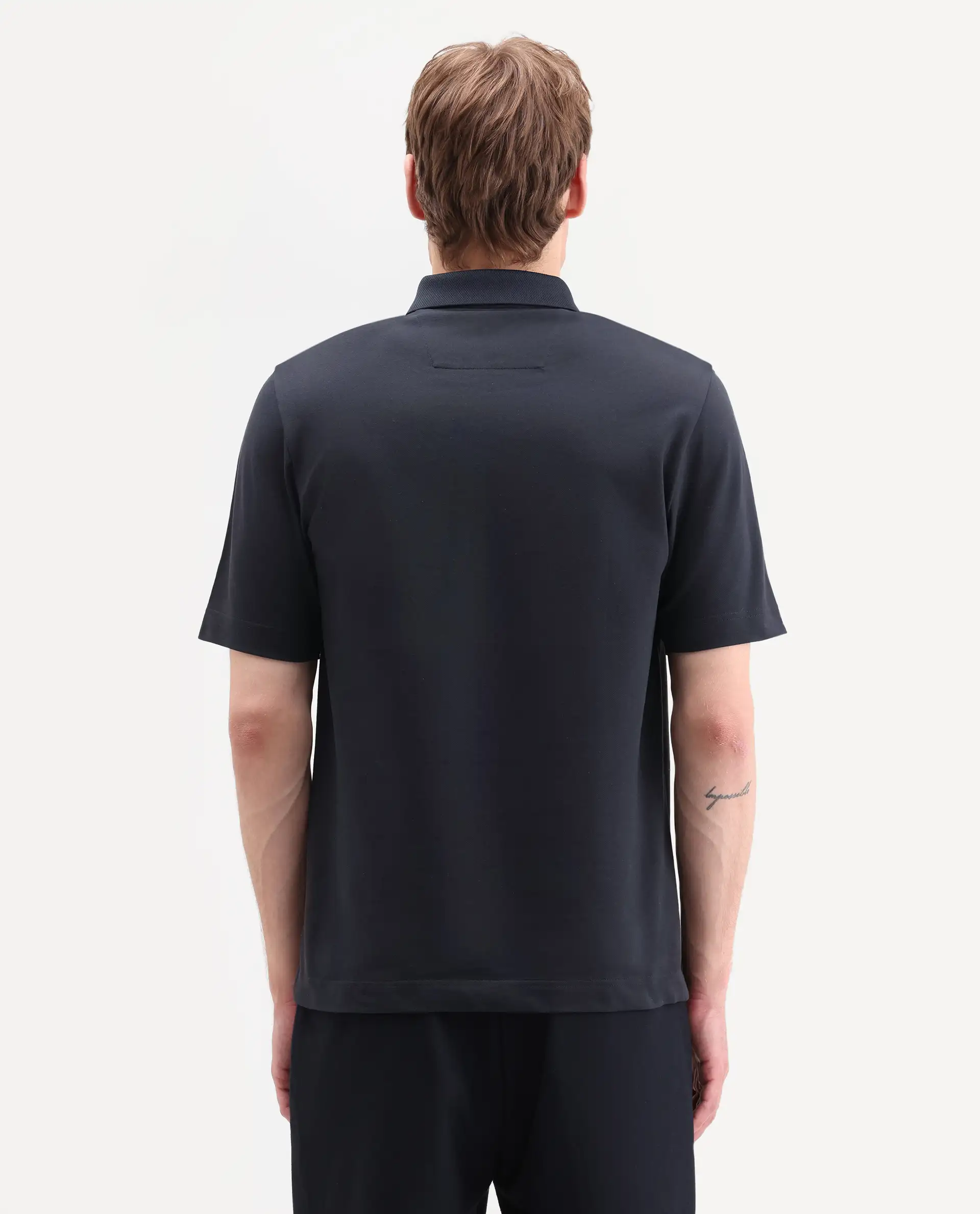 Rare Rabbit Men's Hin-S26 Navy Cotton Blend Fabric Half Sleeve Spread Collar Regular Fit Plain Polo - Image 7