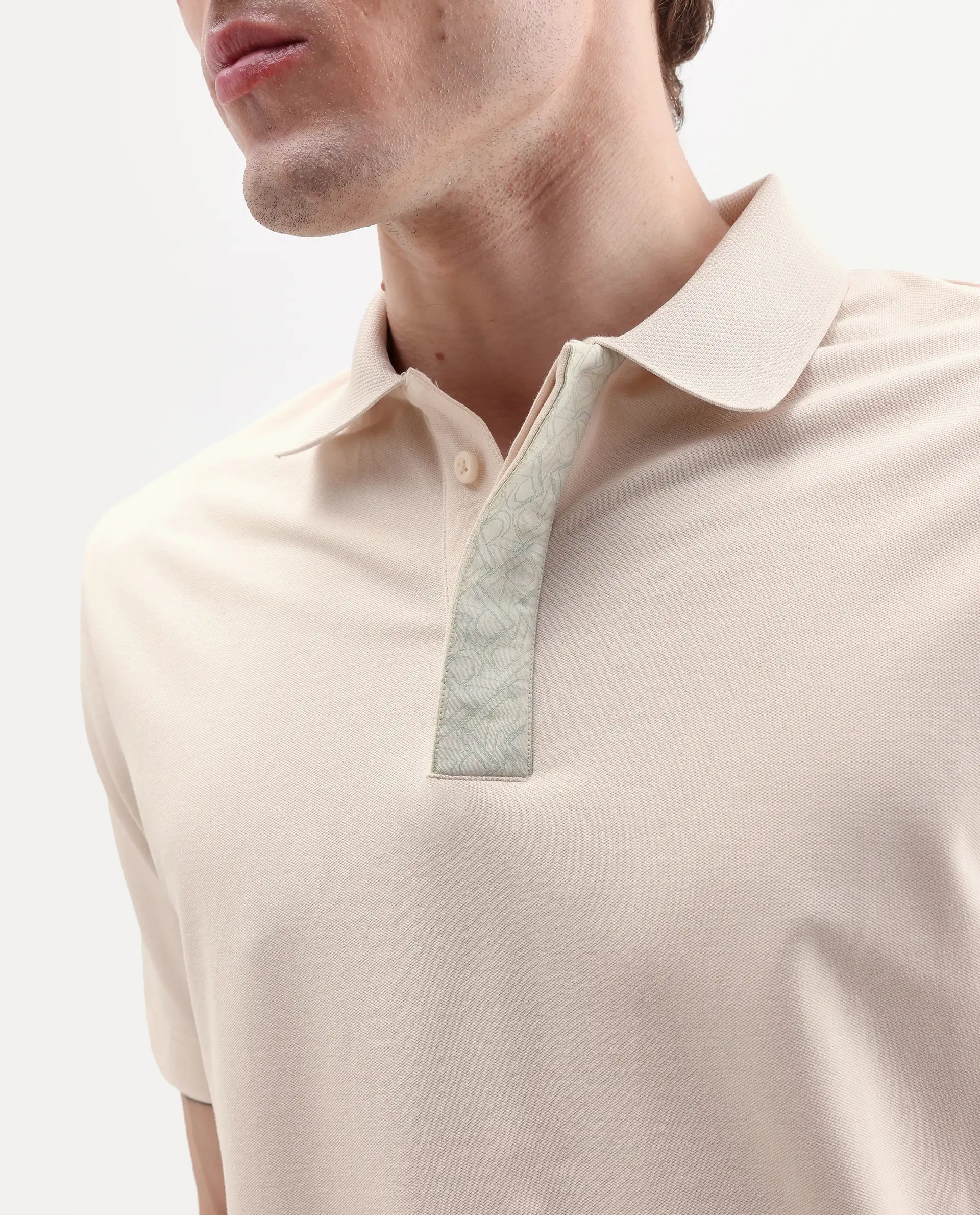 Rare Rabbit Men's Hin-S26 Off White Cotton Blend Fabric Half Sleeve Spread Collar Regular Fit Plain Polo - Image 3