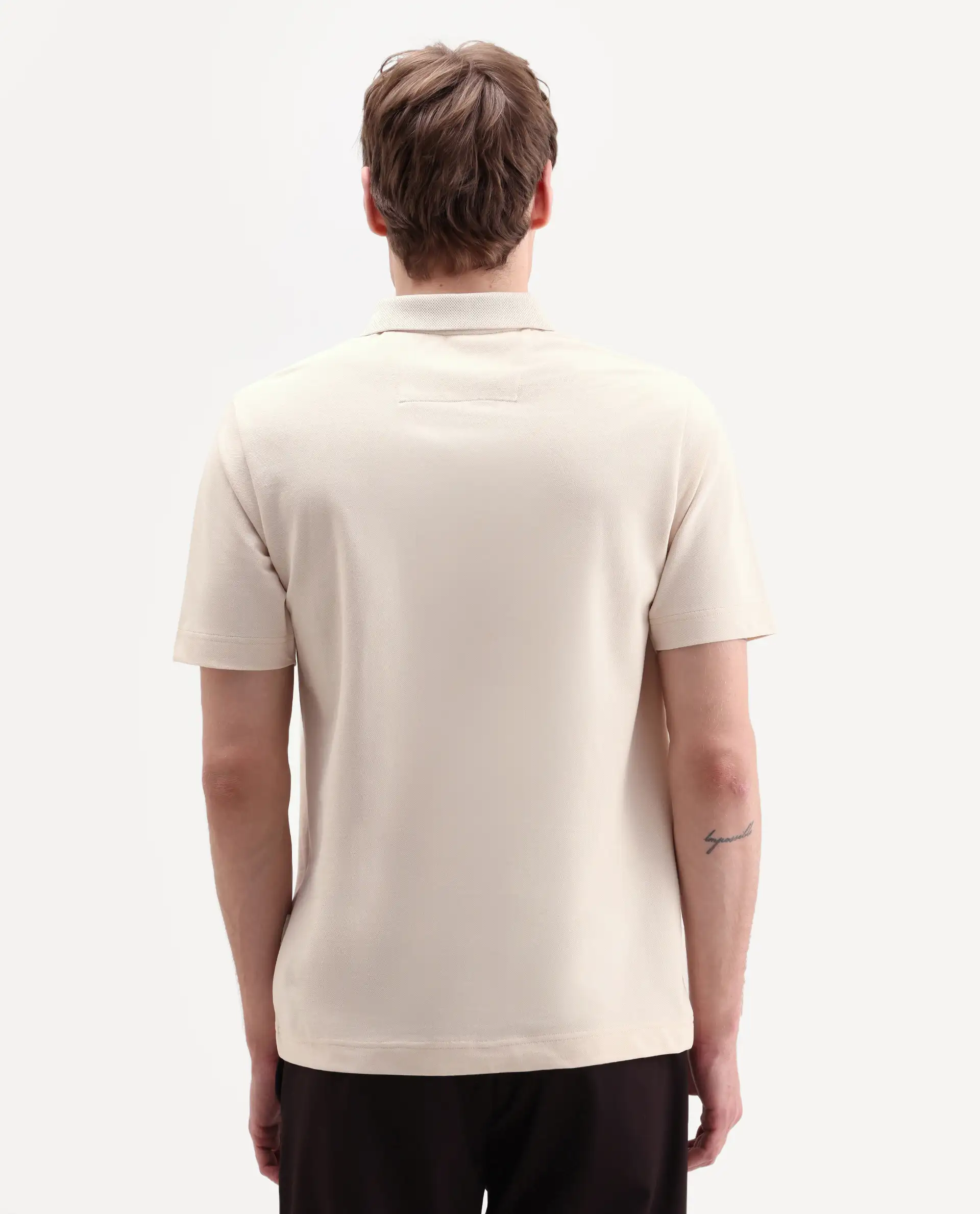 Rare Rabbit Men's Hin-S26 Off White Cotton Blend Fabric Half Sleeve Spread Collar Regular Fit Plain Polo - Image 7