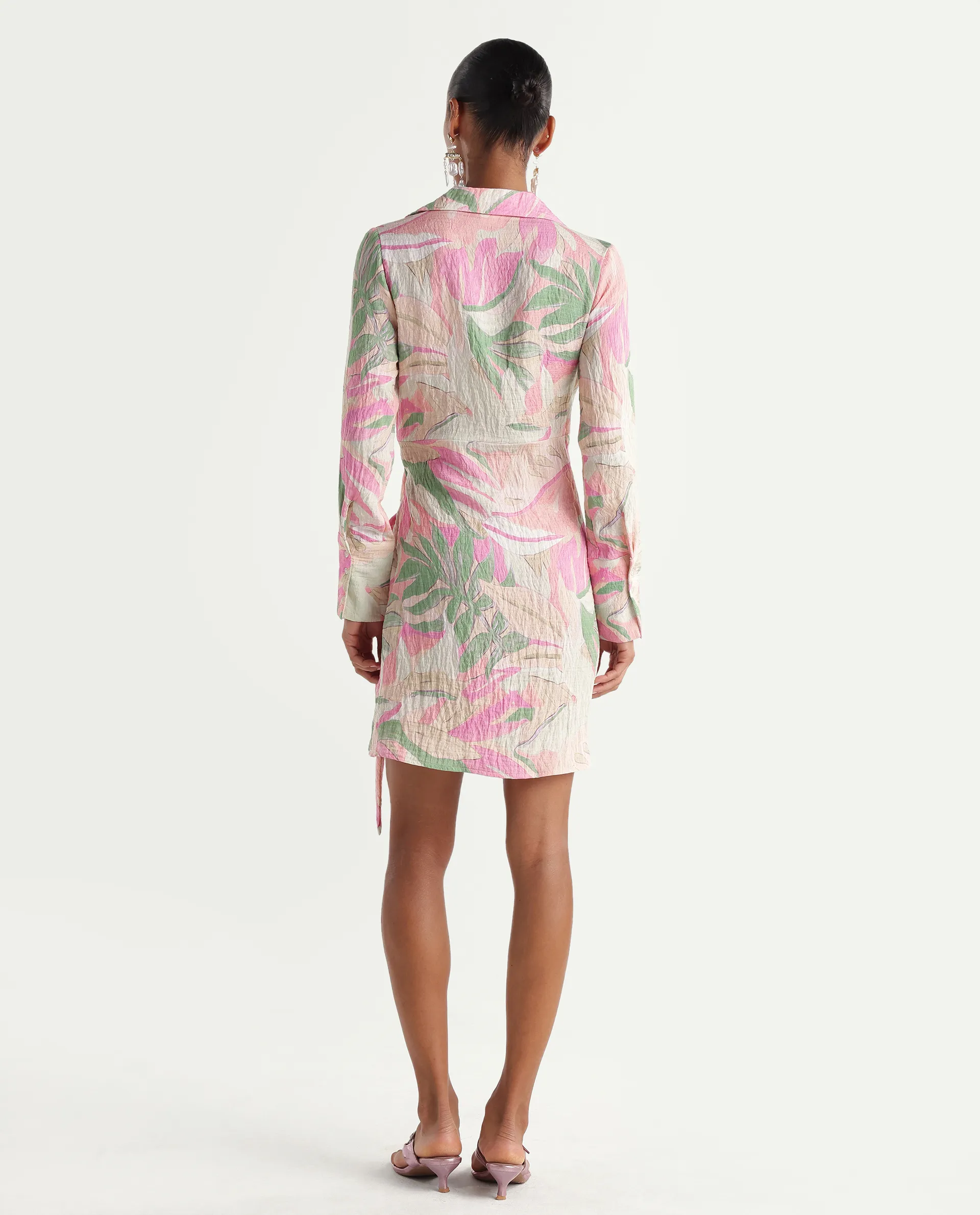 Rareism Women's Hiro Multi Viscose Blend Johnny Collar Wrap Abstract Print Dress - Image 7
