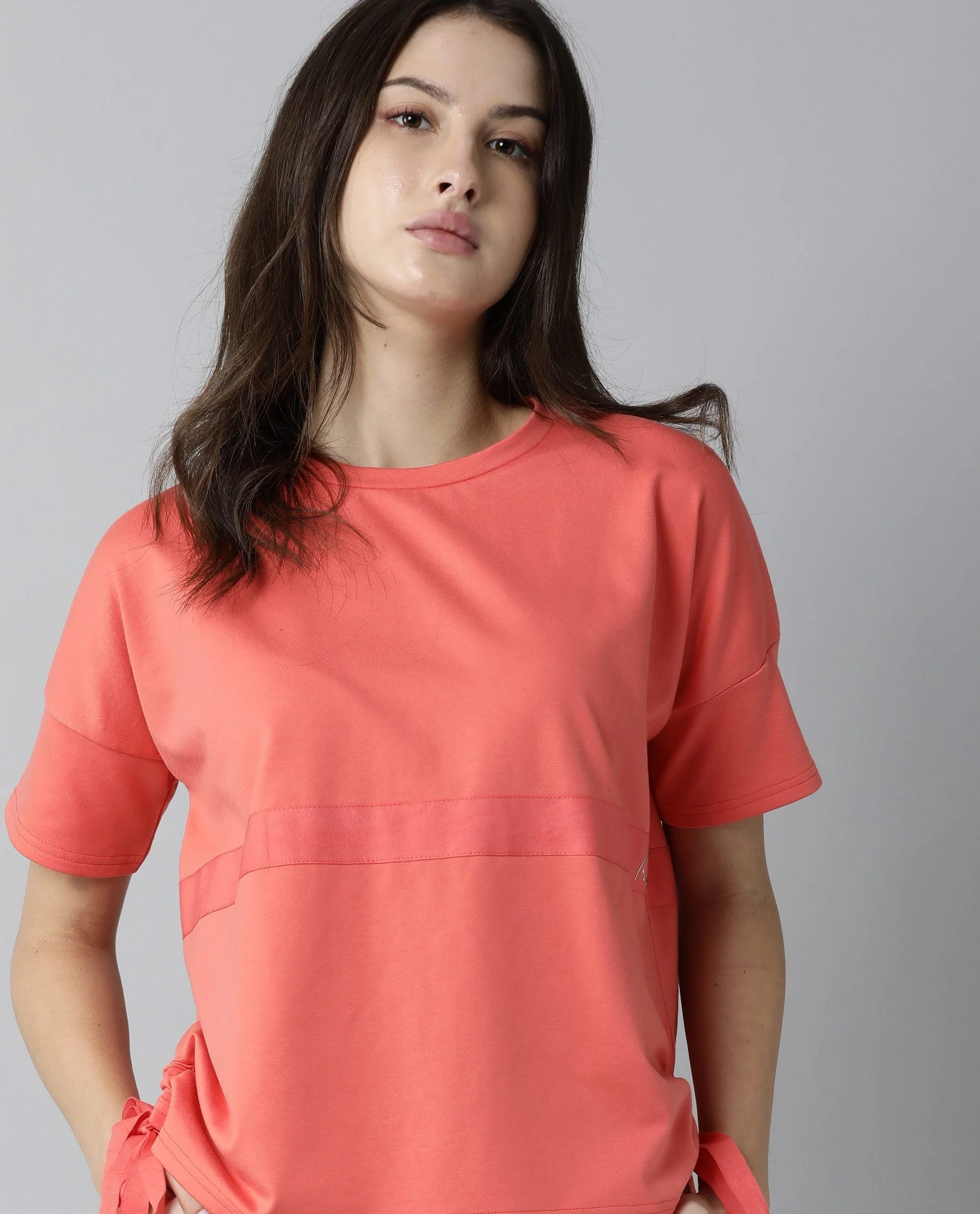 Rareism Womens Hoa Orange T-Shirt Polycotton Fabric Short Sleeve Regular Fit Round Neck