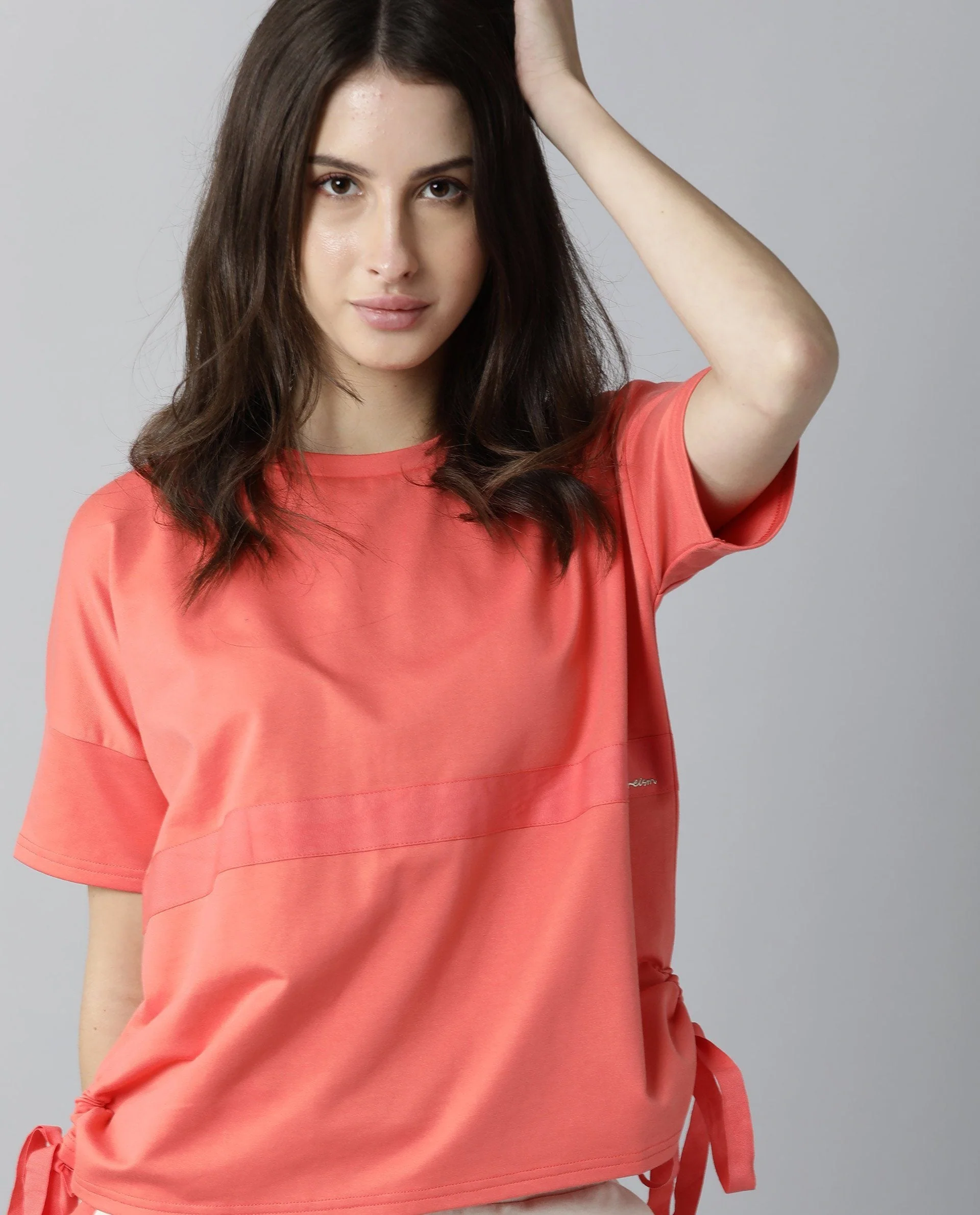 Rareism Womens Hoa Orange T-Shirt Polycotton Fabric Short Sleeve Regular Fit Round Neck - Image 4