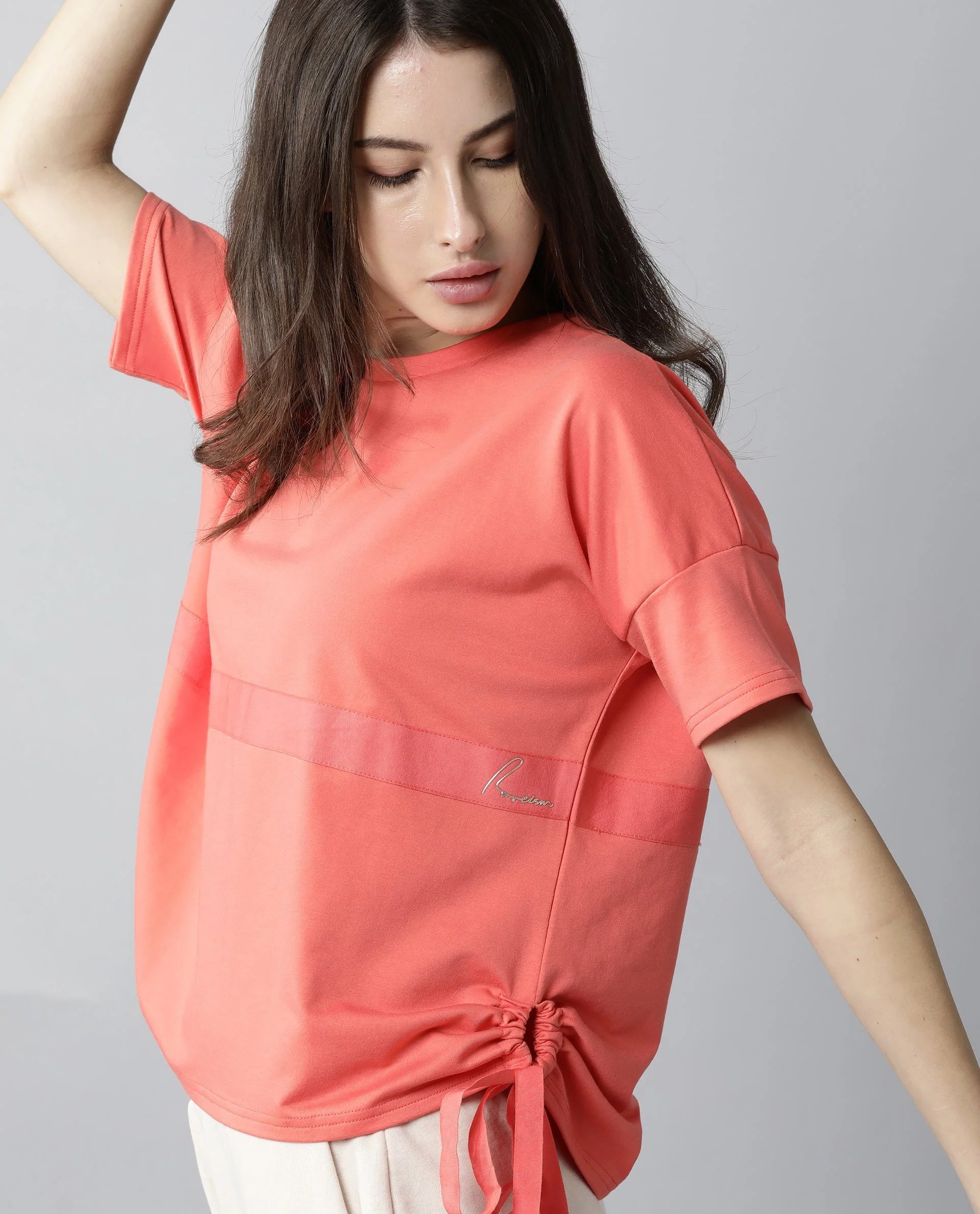Rareism Womens Hoa Orange T-Shirt Polycotton Fabric Short Sleeve Regular Fit Round Neck - Image 5