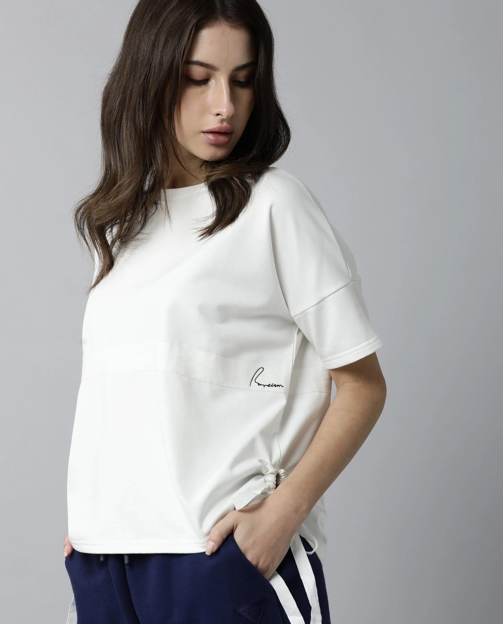 Rareism Womens Hoa Off White T-Shirt Polycotton Fabric Short Sleeve Regular Fit Round Neck - Image 4