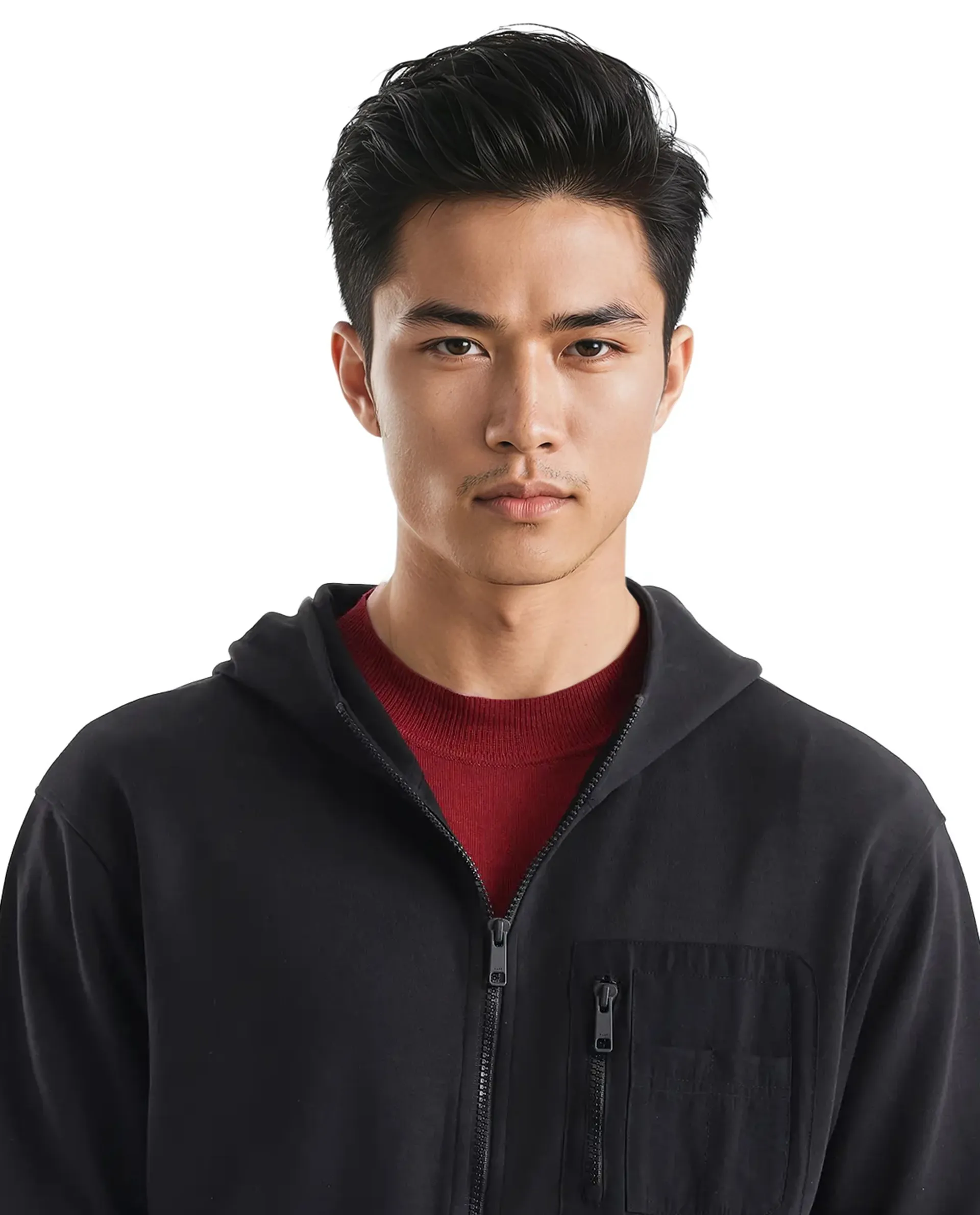 Rare Rabbit Men's Hobbs Black Cotton Blend Plain Regular Fit Full Sleeve Hooded Sweatshirt - Image 3