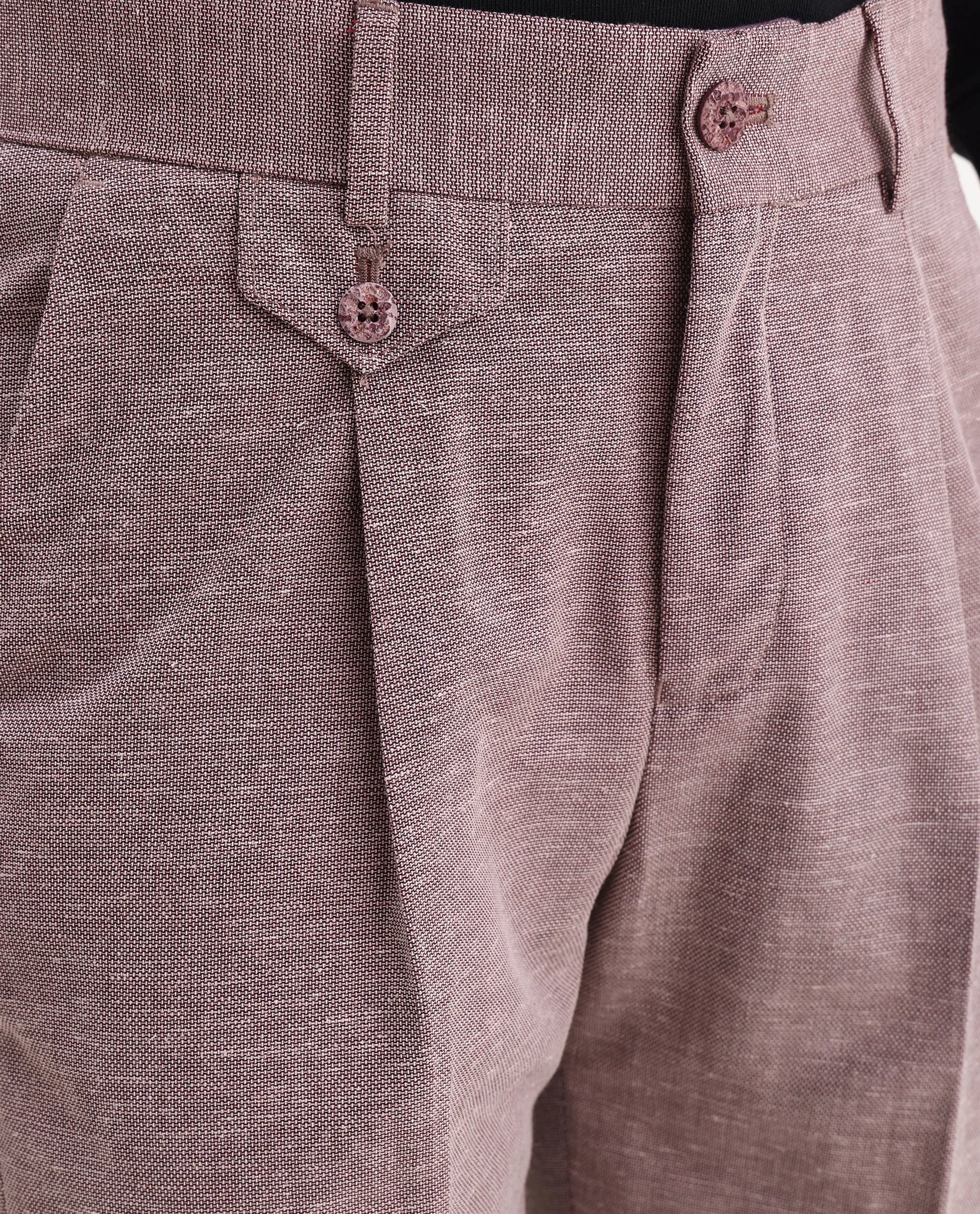 Rare Rabbit Men's Hobbs Dark Purple Cotton Checked Print Regular Fit Trouser - Image 3
