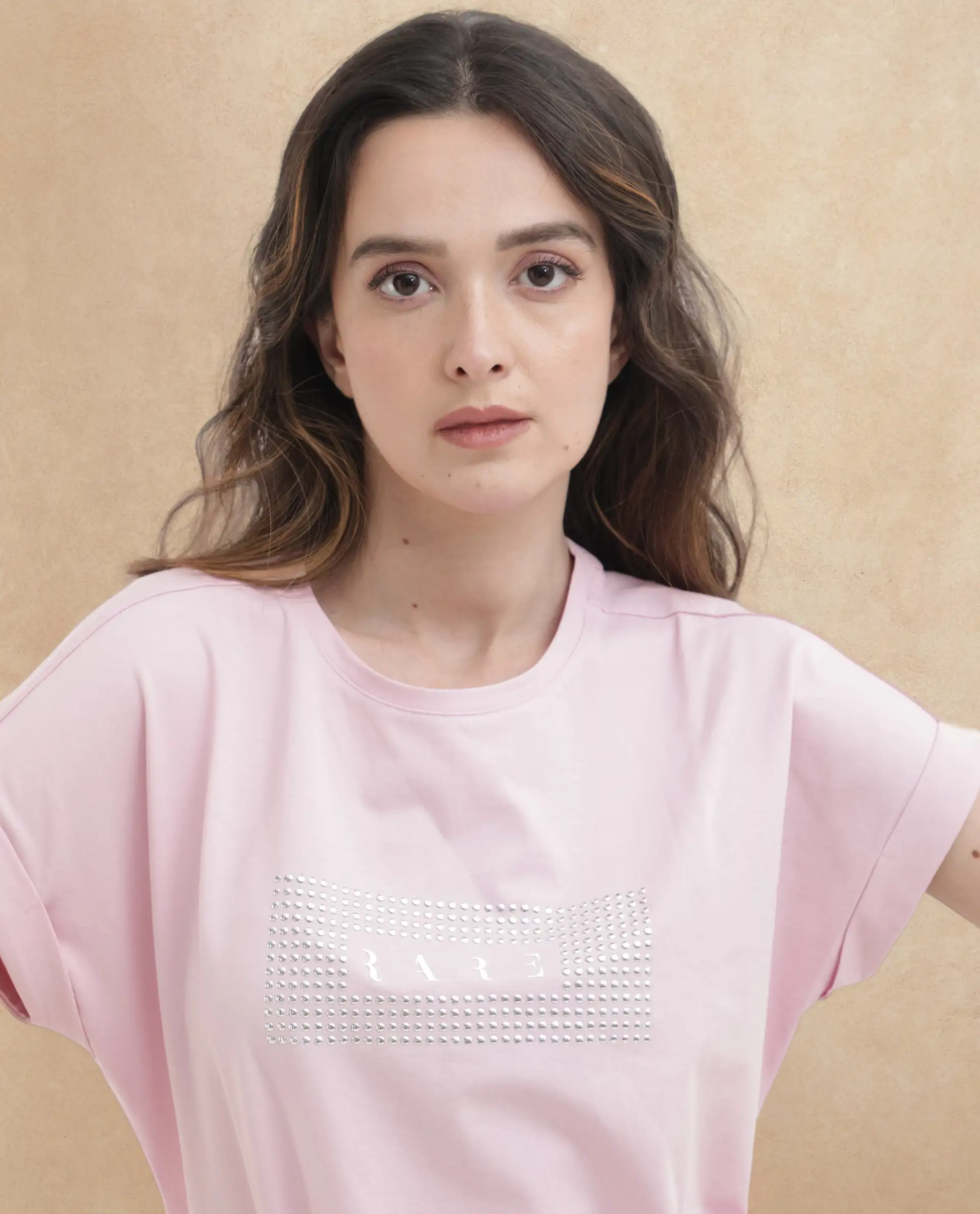 Rareism Women's Hoet Pink Cotton Blend Crew Neck Graphic Print Extended Sleeves Regular Fit T-Shirt - Image 5