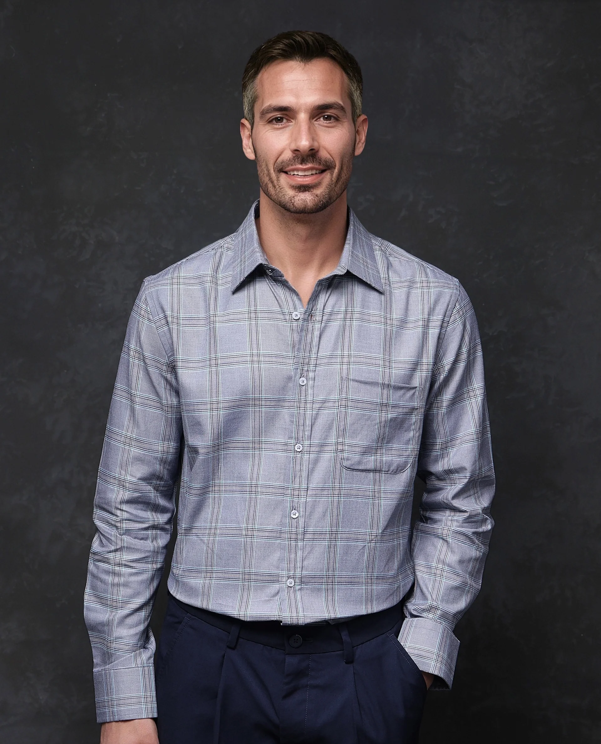 Rare Rabbit Men's Hoff Navy Cotton Checked Print Regular Fit Full Sleeve Collared Shirt - Image 8