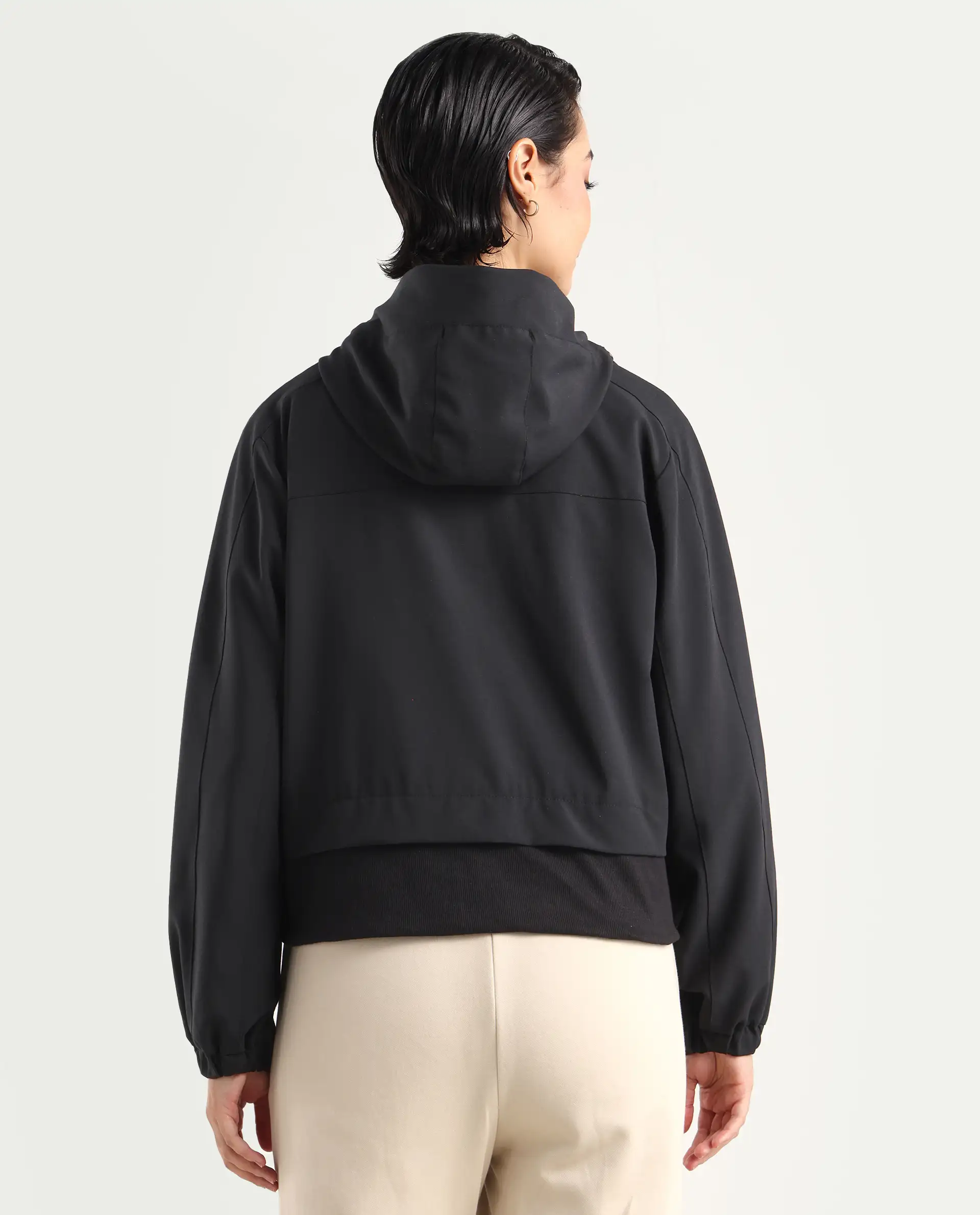 Rareism Women's Hoian Black Spread Collar Plain Ribbed Sleeve Boxy Fit Jacket - Image 7