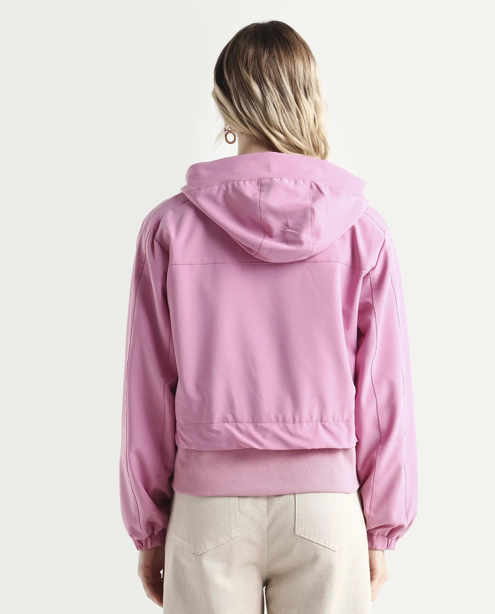 Rareism Women's Hoian Dusky Pink Cotton Stand Collar Plain Ribbed Sleeve Boxy Fit Jacket - Image 7