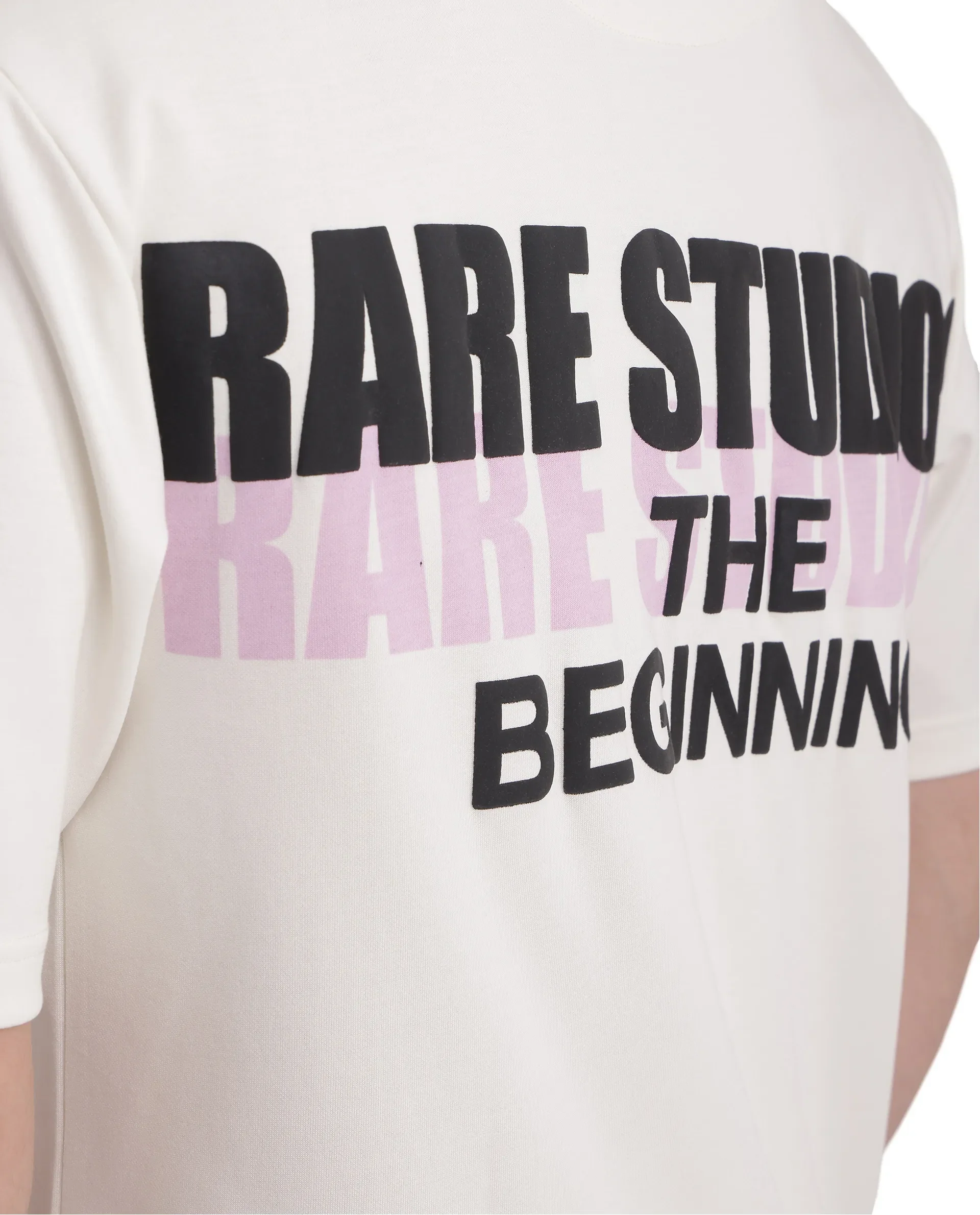 Rare Rabbit Men's Hol Off White Cotton Graphic Print Boxy Fit Half Sleeve Crew Neck T-Shirt - Image 2