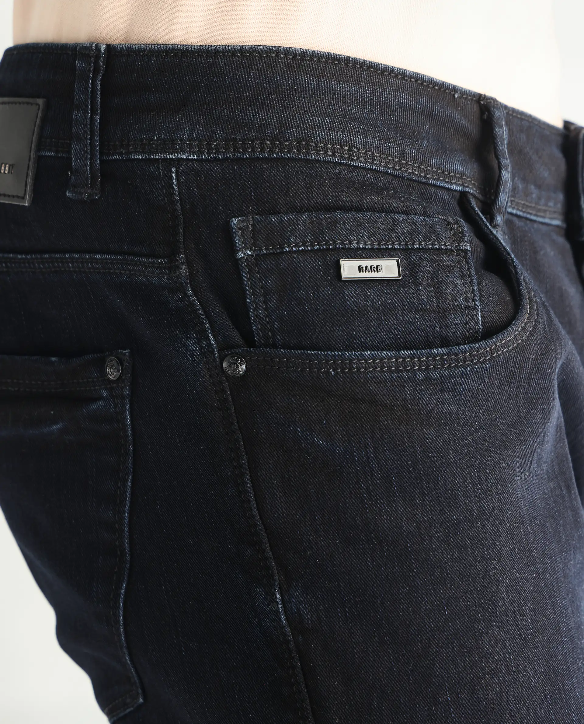 Rare Rabbit Men's Holand Navy Cotton Plain Hawk Slim Fit Jeans - Image 5