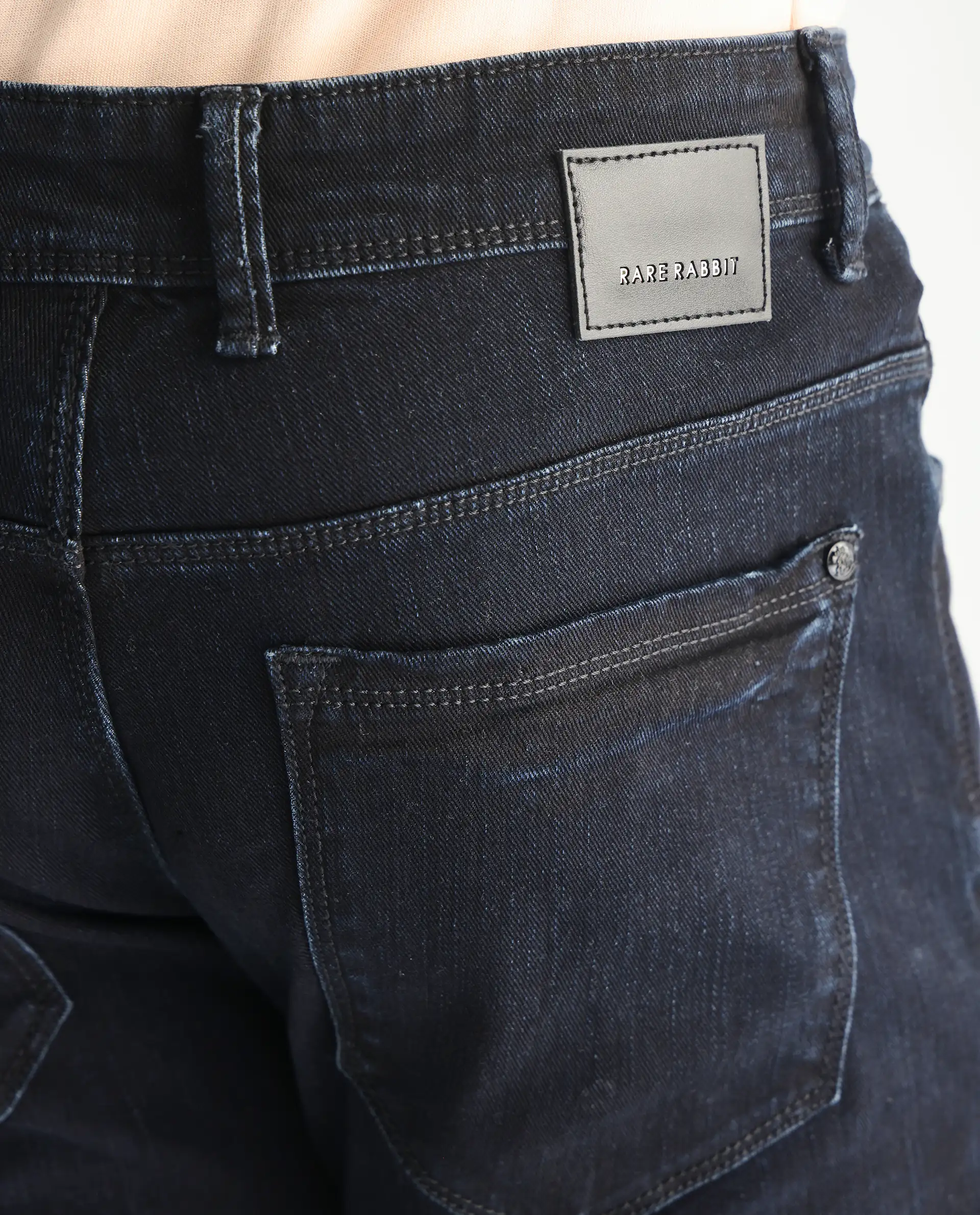 Rare Rabbit Men's Holand Navy Cotton Plain Hawk Slim Fit Jeans - Image 8