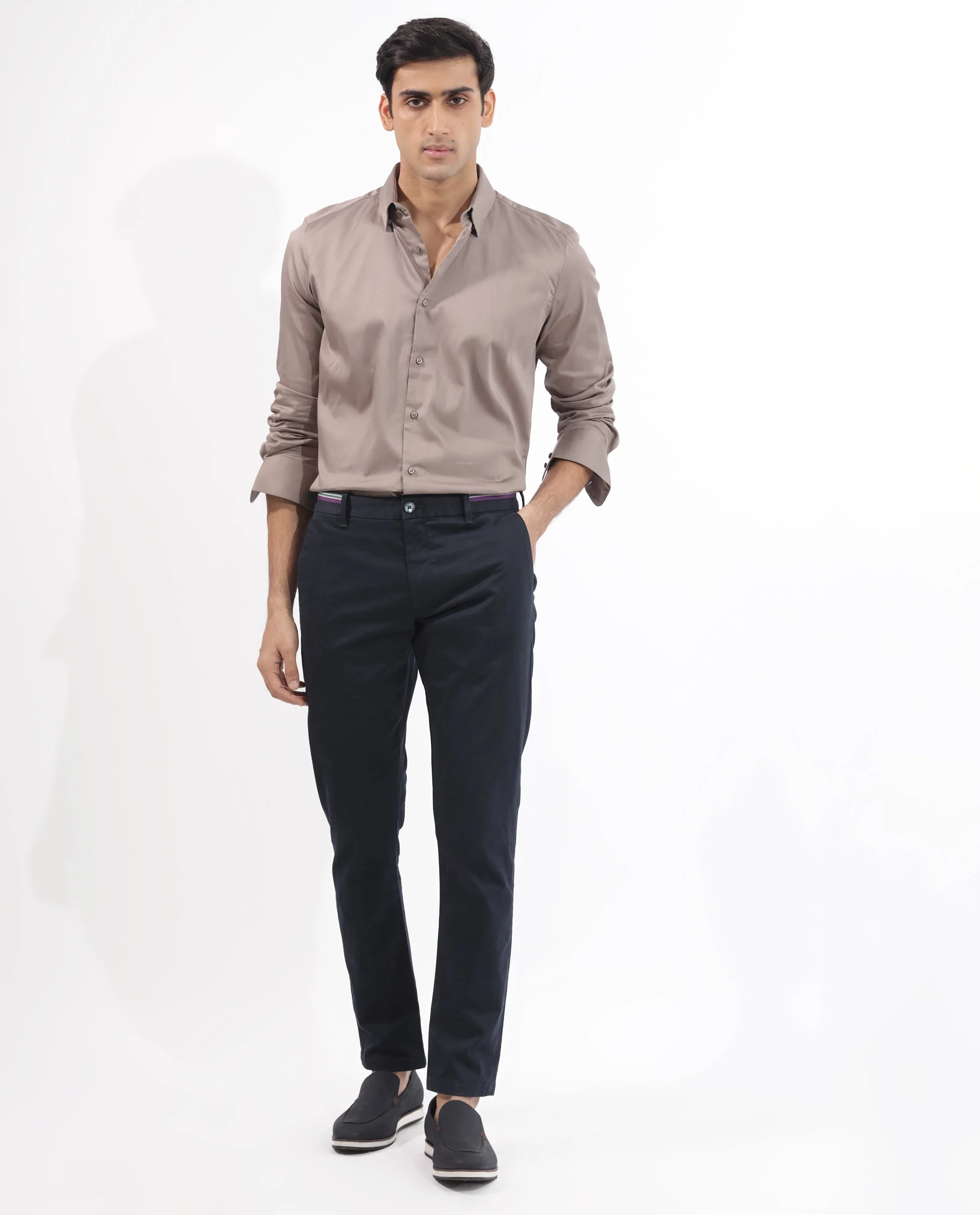 Rare Rabbit Men's Holand Beige Satin Plain Regular Fit Full Sleeve Collared Shirt - Image 2