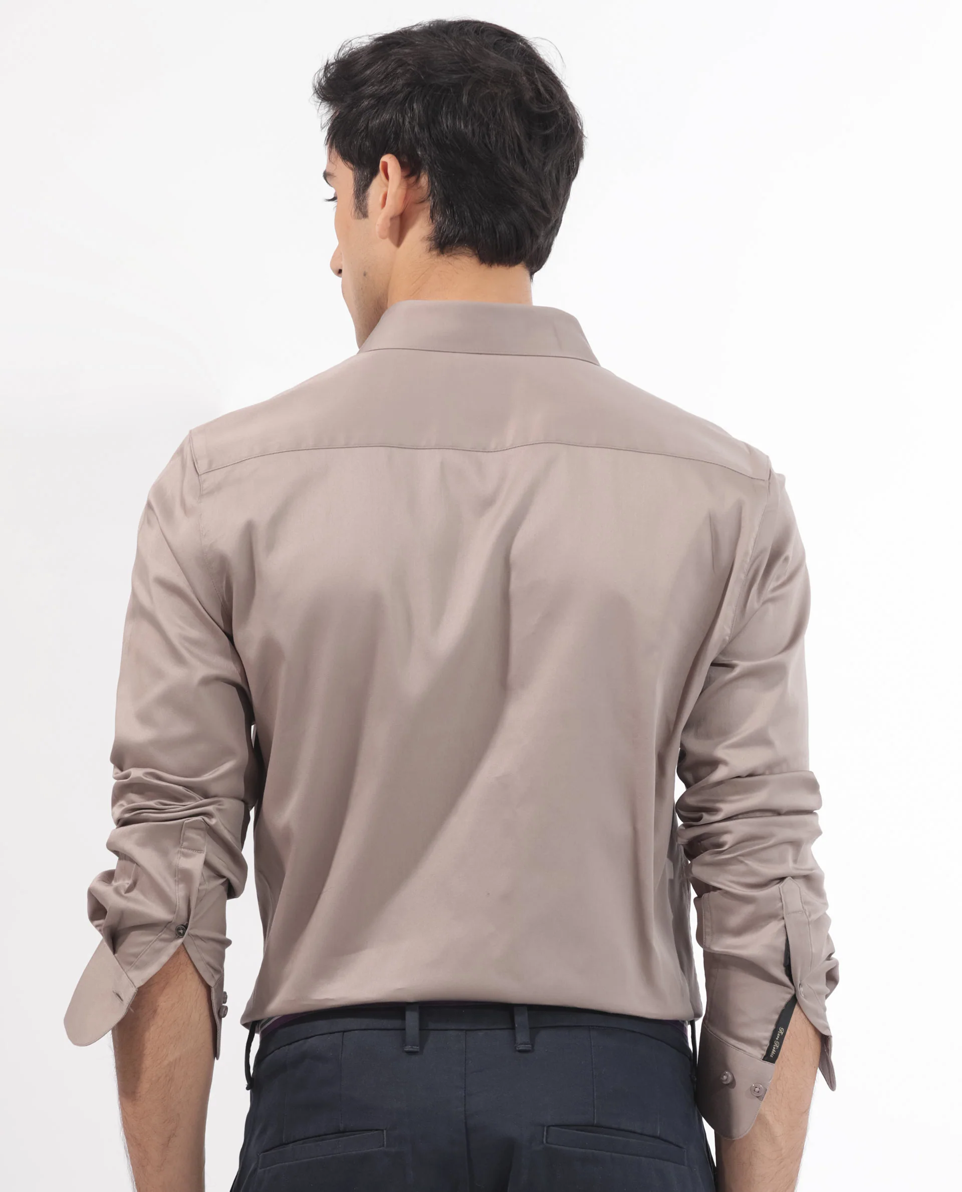 Rare Rabbit Men's Holand Beige Satin Plain Regular Fit Full Sleeve Collared Shirt - Image 7