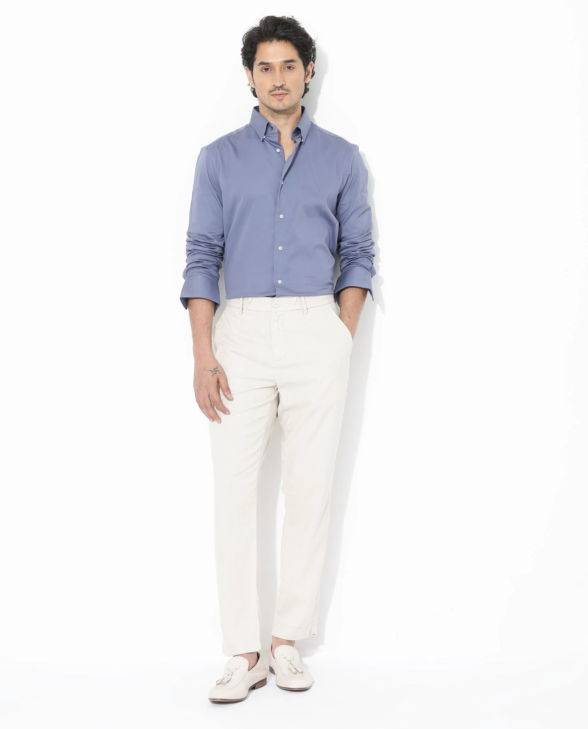 Rare Rabbit Men's Holand Dusky Purple Satin Plain Regular Fit Full Sleeve Collared Shirt - Image 2