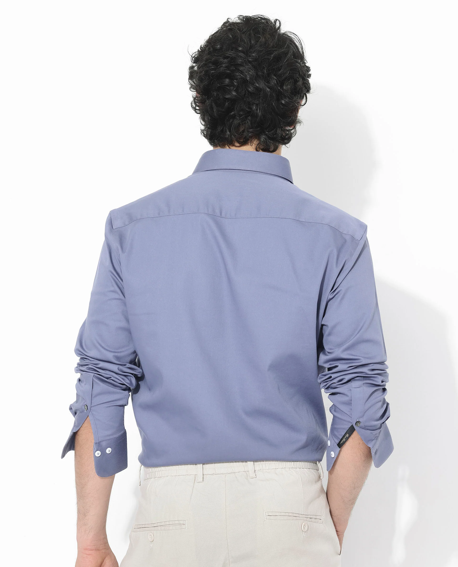 Rare Rabbit Men's Holand Dusky Purple Satin Plain Regular Fit Full Sleeve Collared Shirt - Image 8