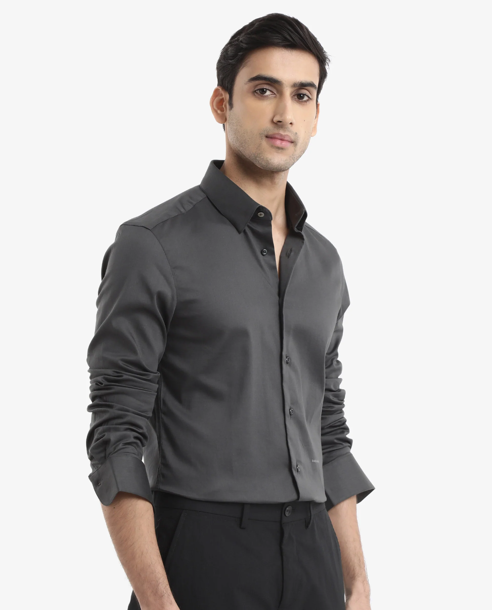 Rare Rabbit Men's Holand Grey Satin Plain Regular Fit Full Sleeve Button-Down Collar Shirt - Image 7