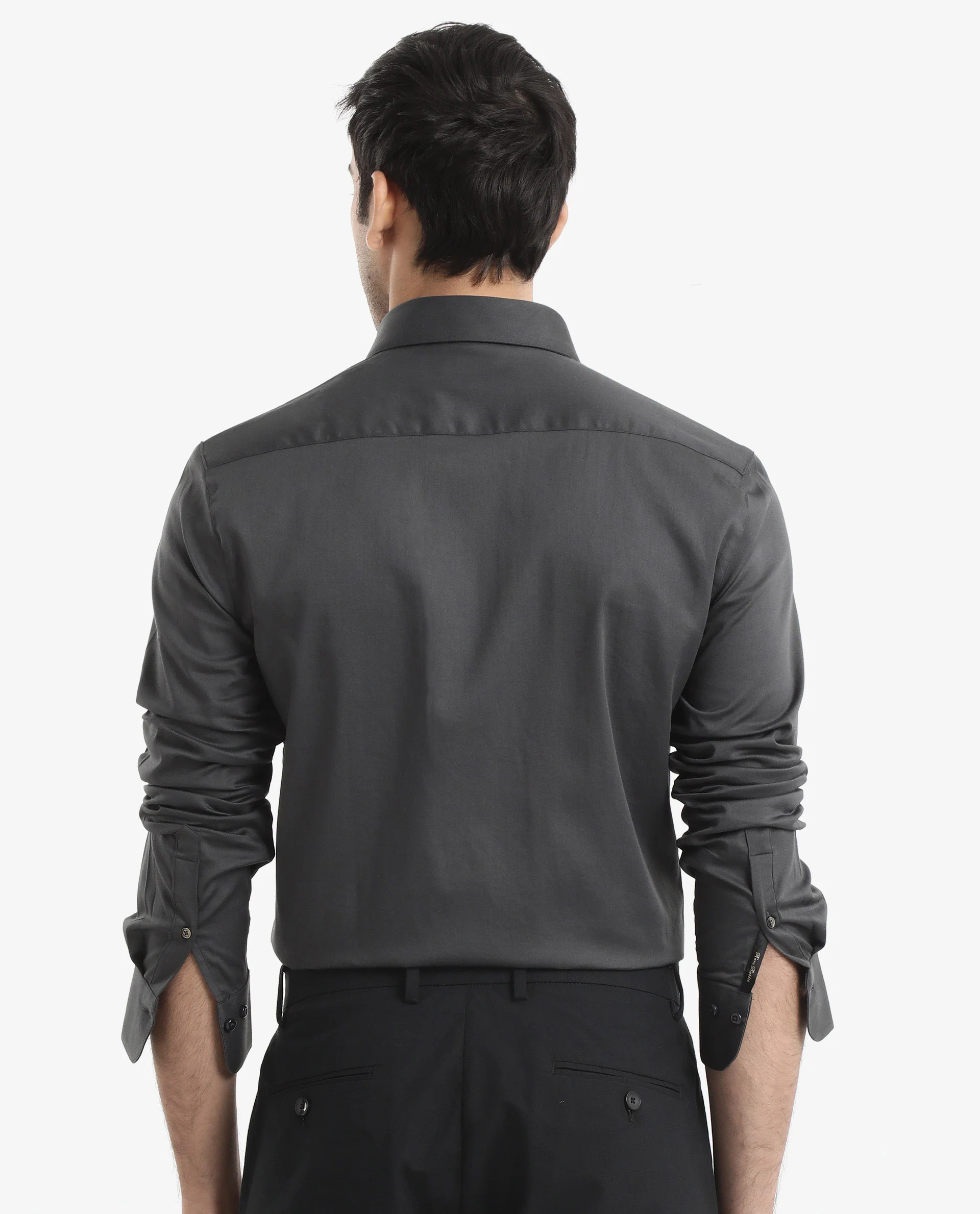 Rare Rabbit Men's Holand Grey Satin Plain Regular Fit Full Sleeve Button-Down Collar Shirt - Image 8