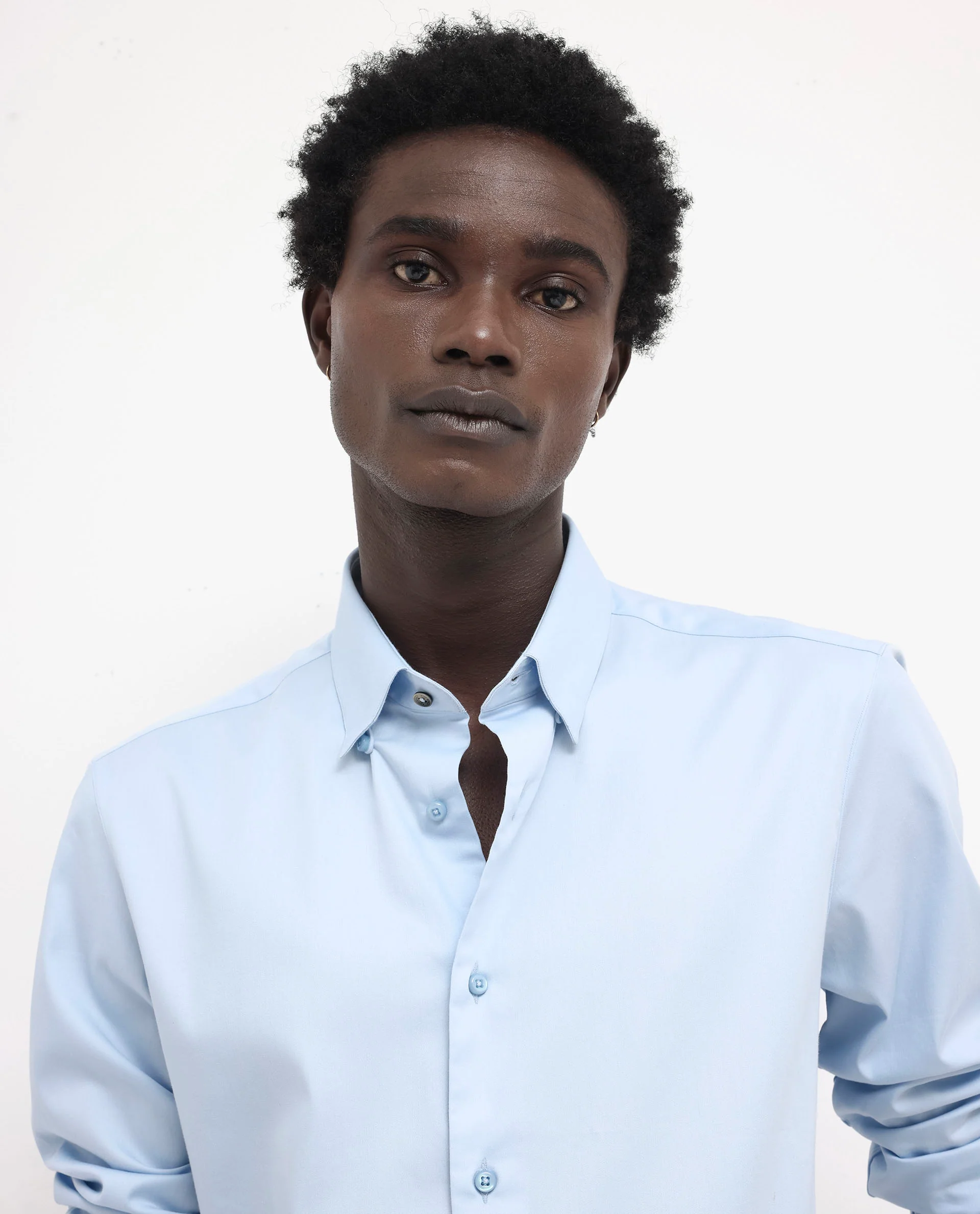 Rare Rabbit Men's Holand Light Blue Satin Plain Regular Fit Full Sleeve Collared Shirt - Image 5