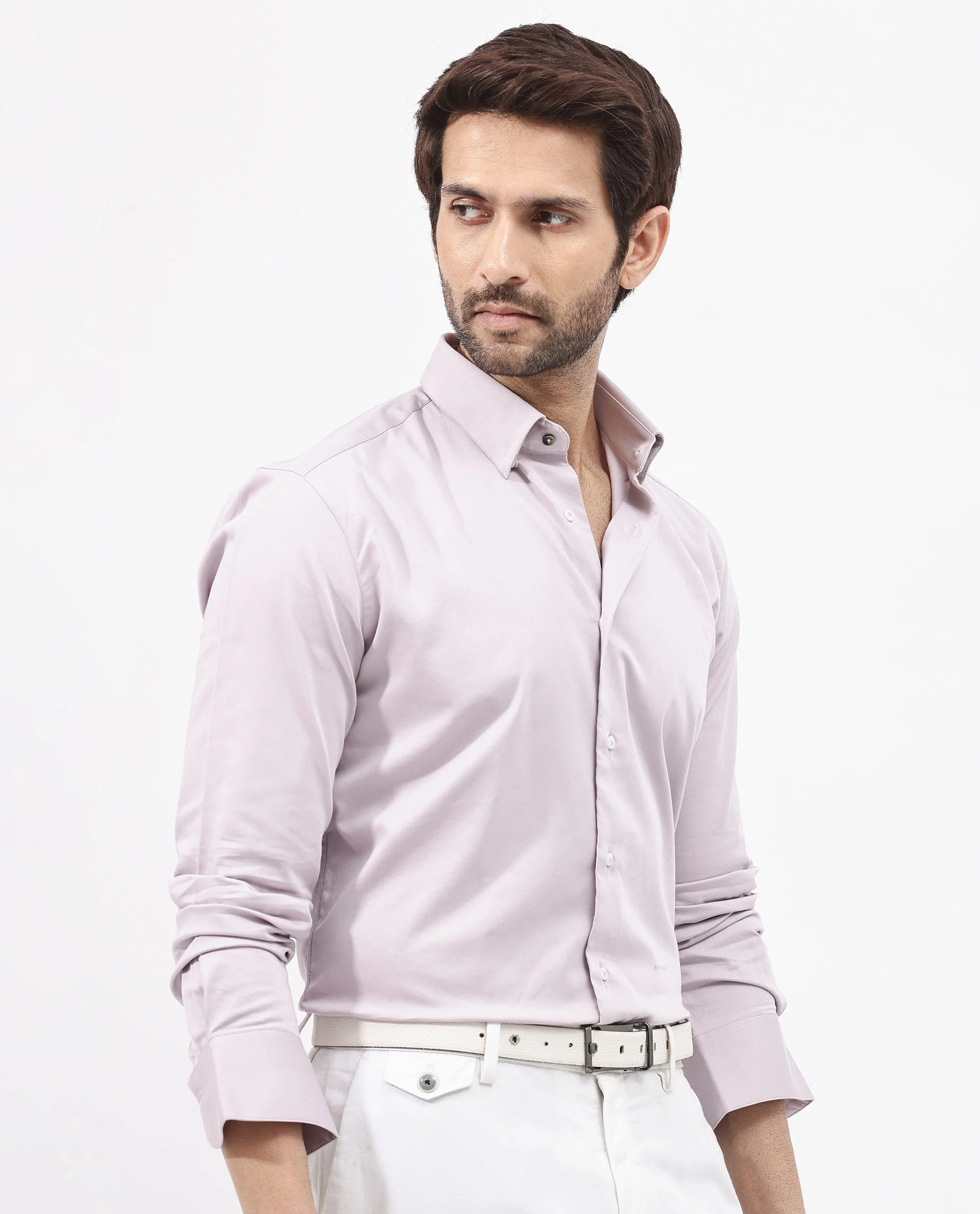 Rare Rabbit Men's Holand Pastel Purple Satin Plain Regular Fit Full Sleeve Collared Shirt - Image 8