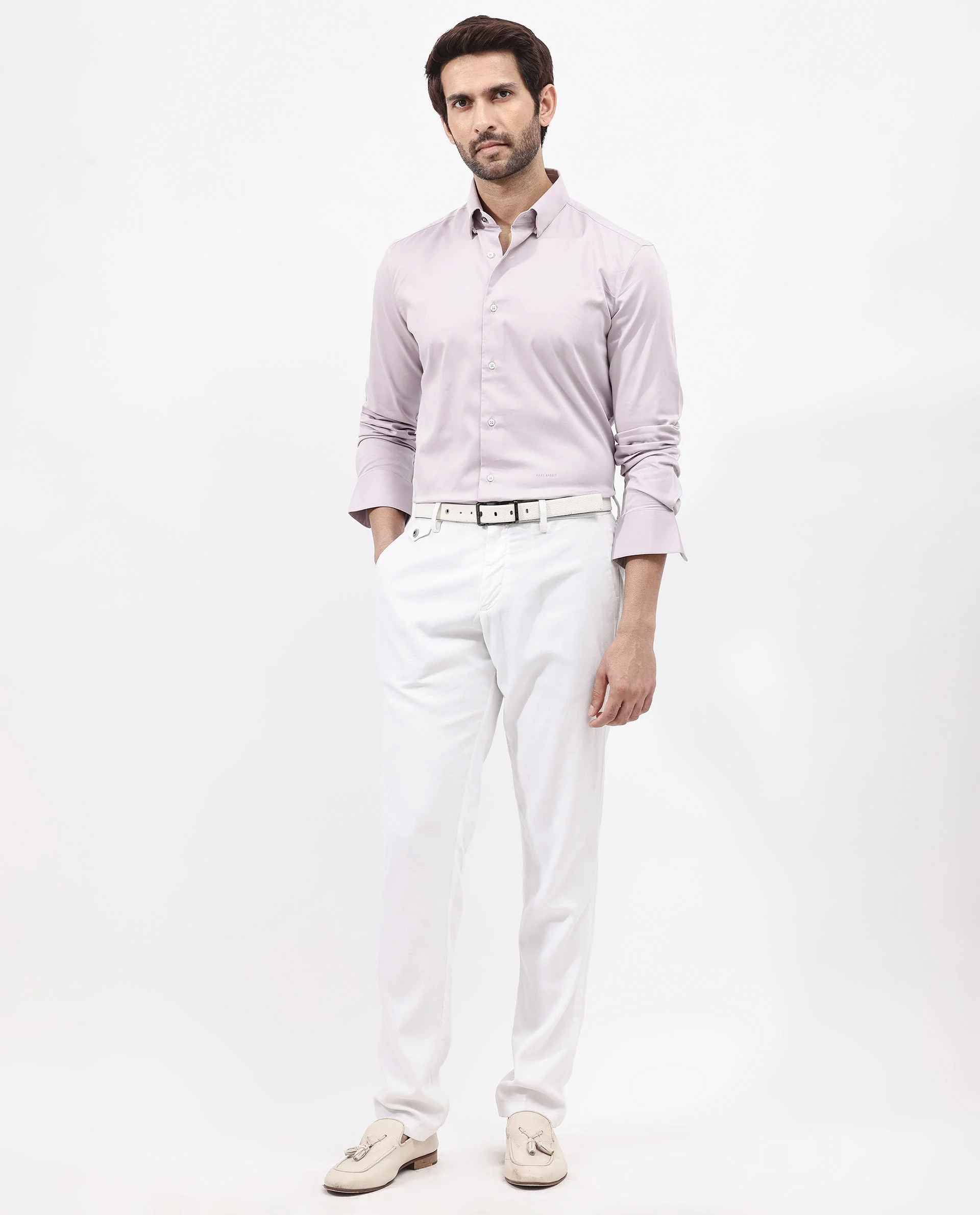 Rare Rabbit Men's Holand Pastel Purple Satin Plain Regular Fit Full Sleeve Collared Shirt - Image 9
