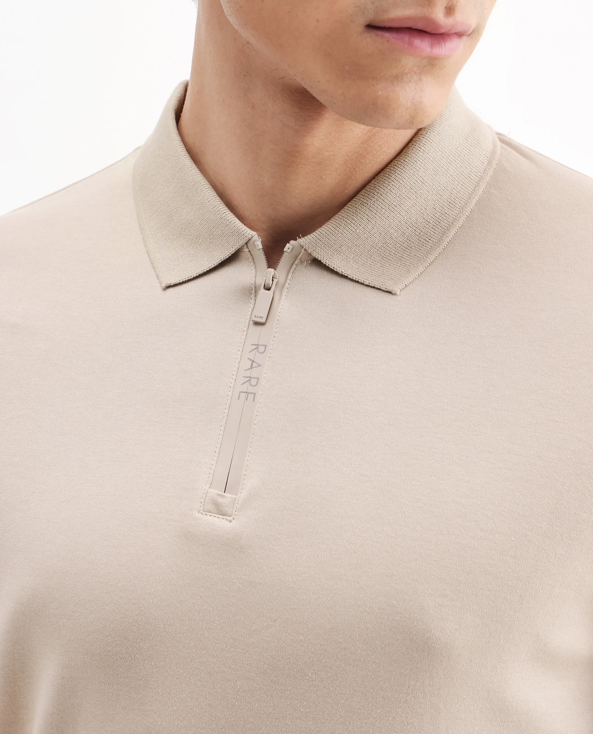 Rare Rabbit Men's Holit-1 Dusky Beige Cotton Plain Regular Fit Half Sleeve Polo - Image 3