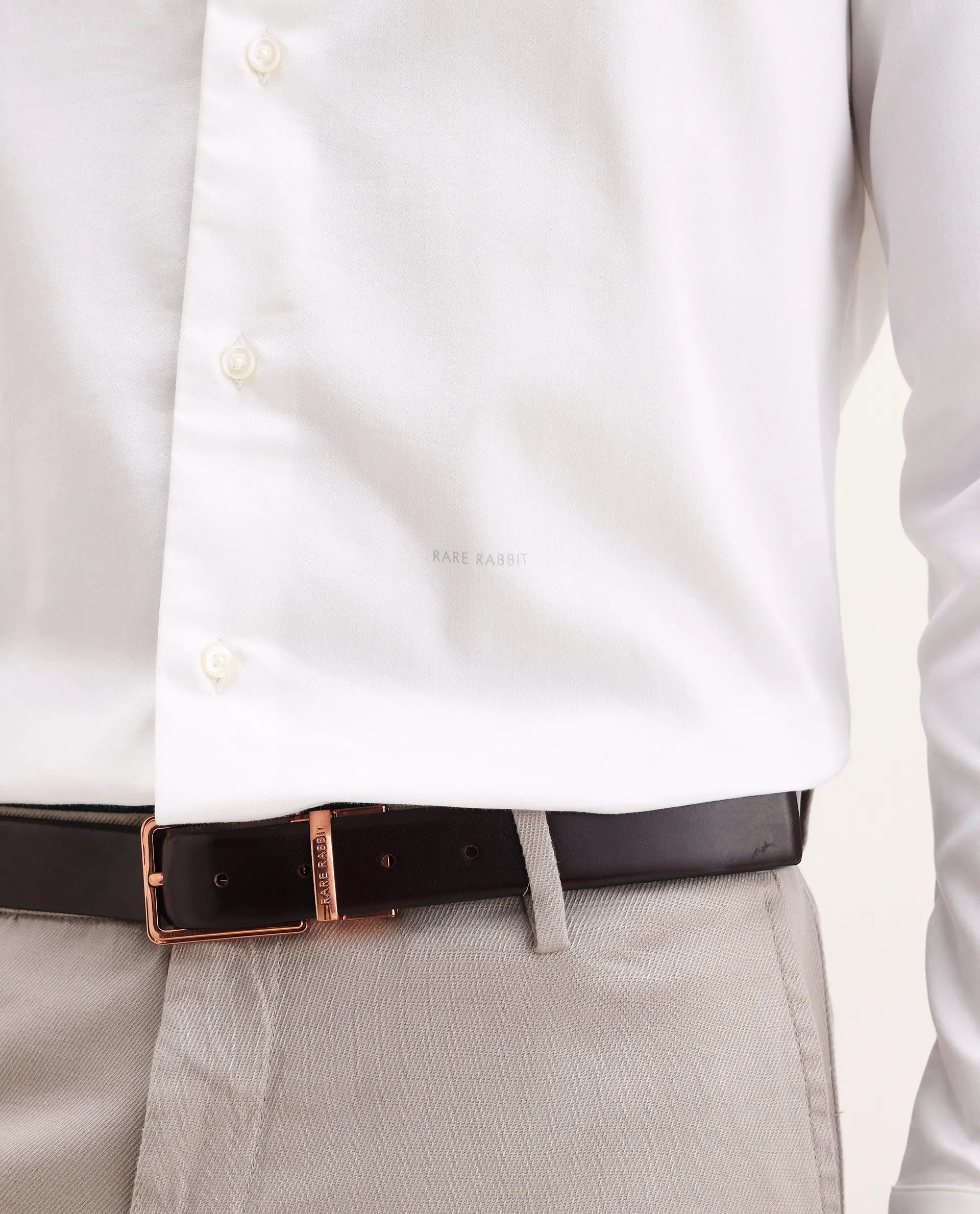 Rare Rabbit Men's Holla-25 White Cotton Blend Plain Regular Fit Full Sleeve Collared Shirt - Image 7