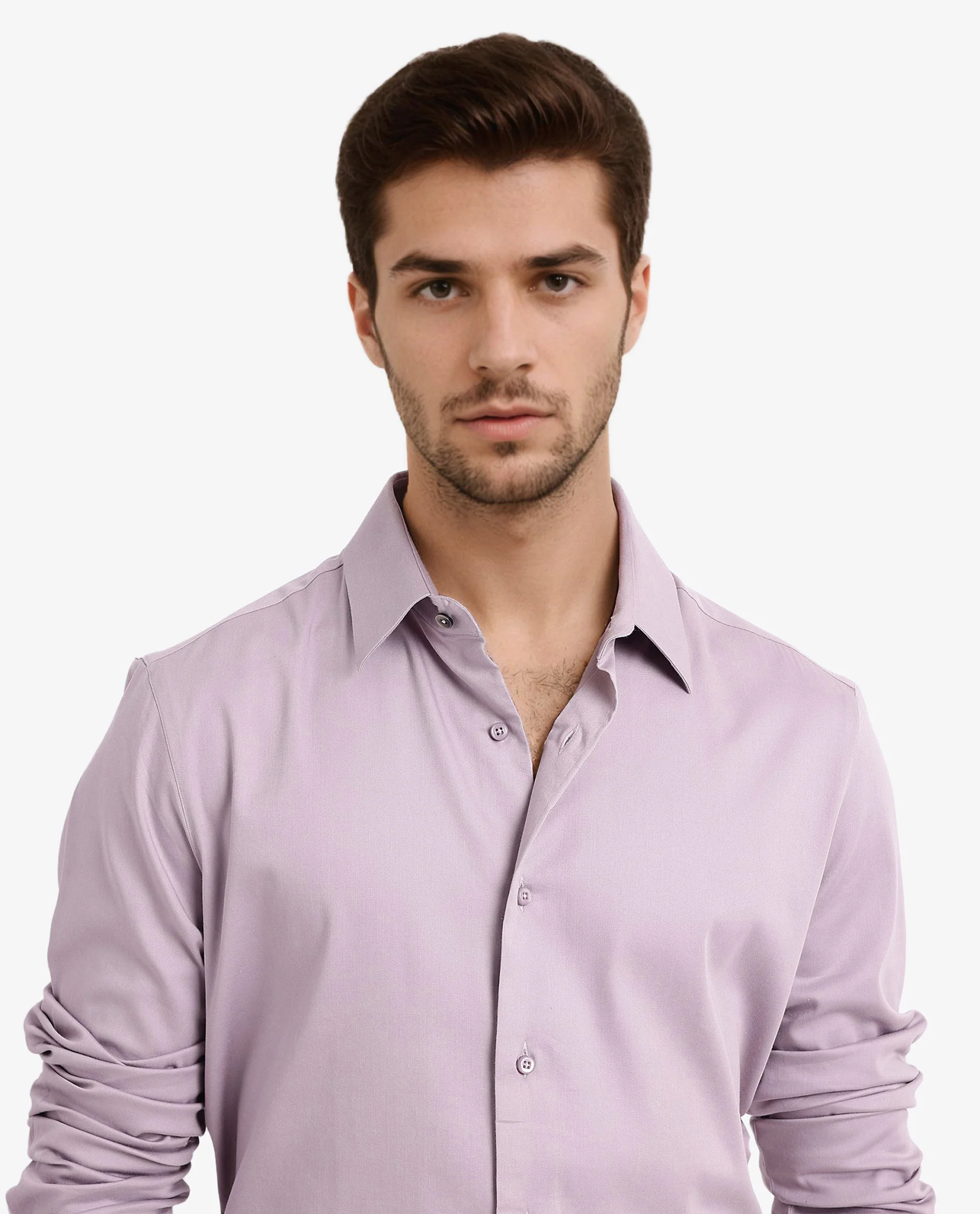 Rare Rabbit Men's Holla Dusky Pink Satin Plain Regular Fit Full Sleeve Collared Shirt - Image 2
