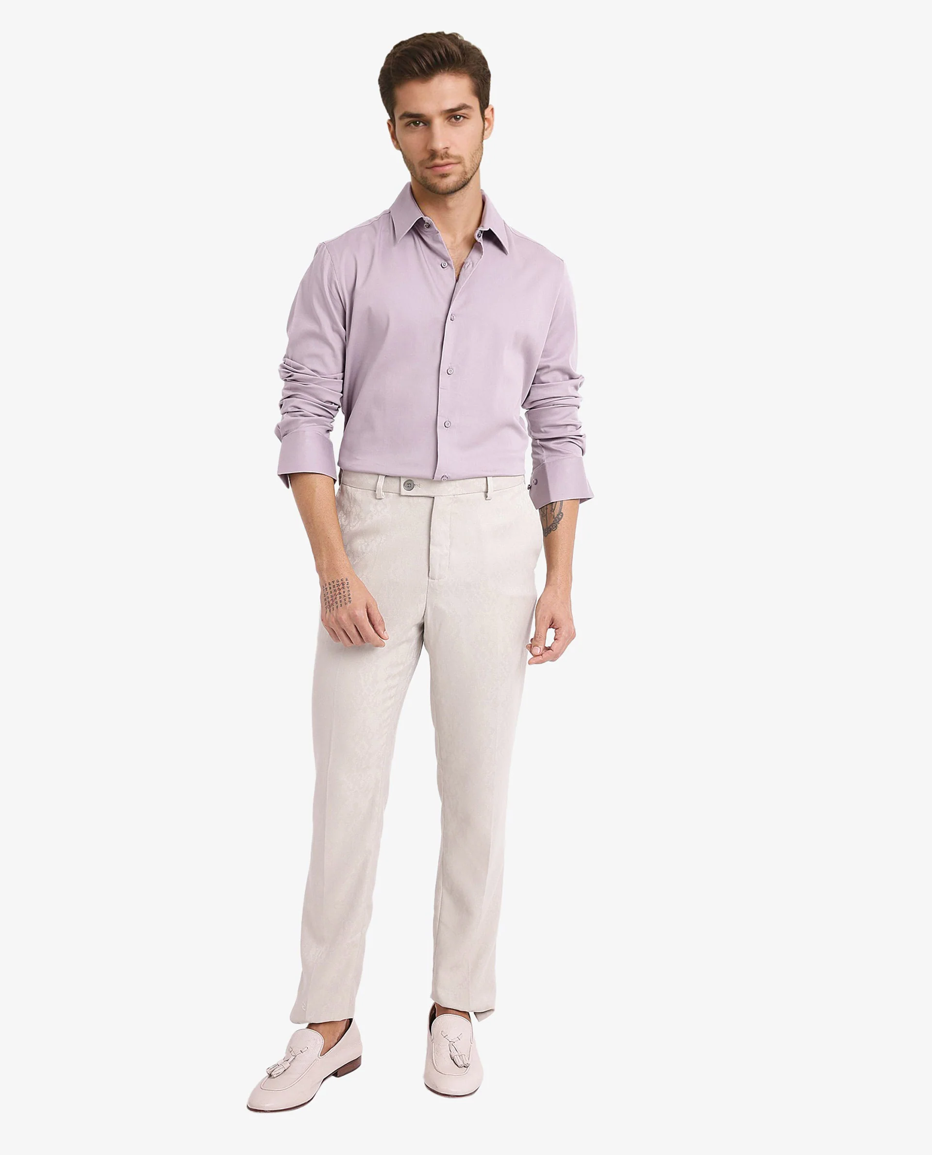 Rare Rabbit Men's Holla Dusky Pink Satin Plain Regular Fit Full Sleeve Collared Shirt - Image 3