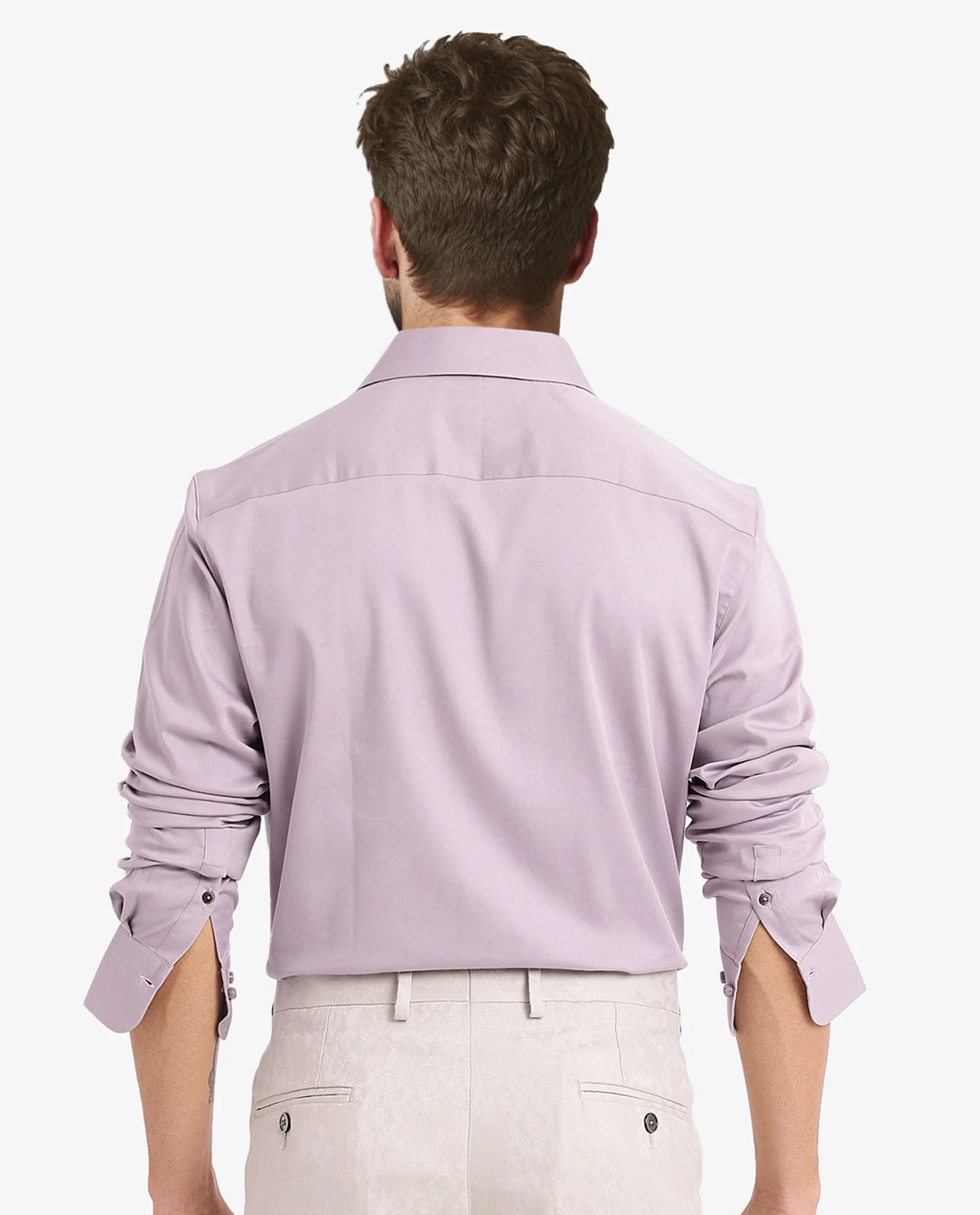 Rare Rabbit Men's Holla Dusky Pink Satin Plain Regular Fit Full Sleeve Collared Shirt - Image 5