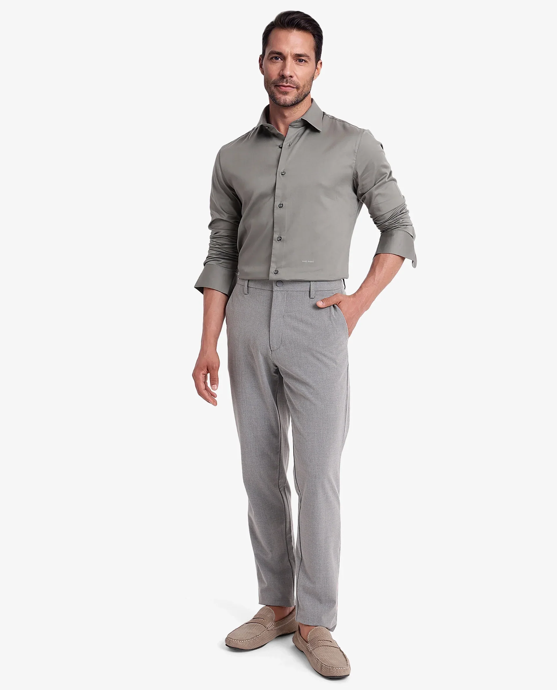 Rare Rabbit Men's Holla Olive Satin Plain Regular Fit Full Sleeve Collared Shirt - Image 2