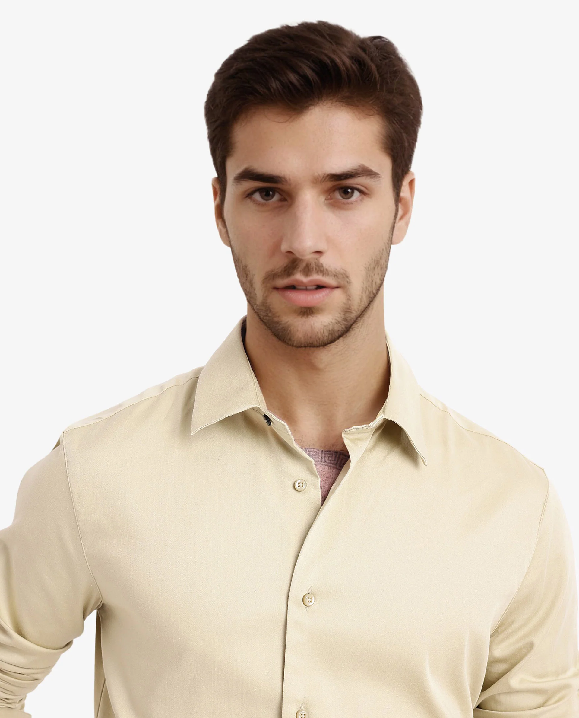 Rare Rabbit Men's Holla Pastel Green Satin Plain Regular Fit Full Sleeve Collared Shirt - Image 2