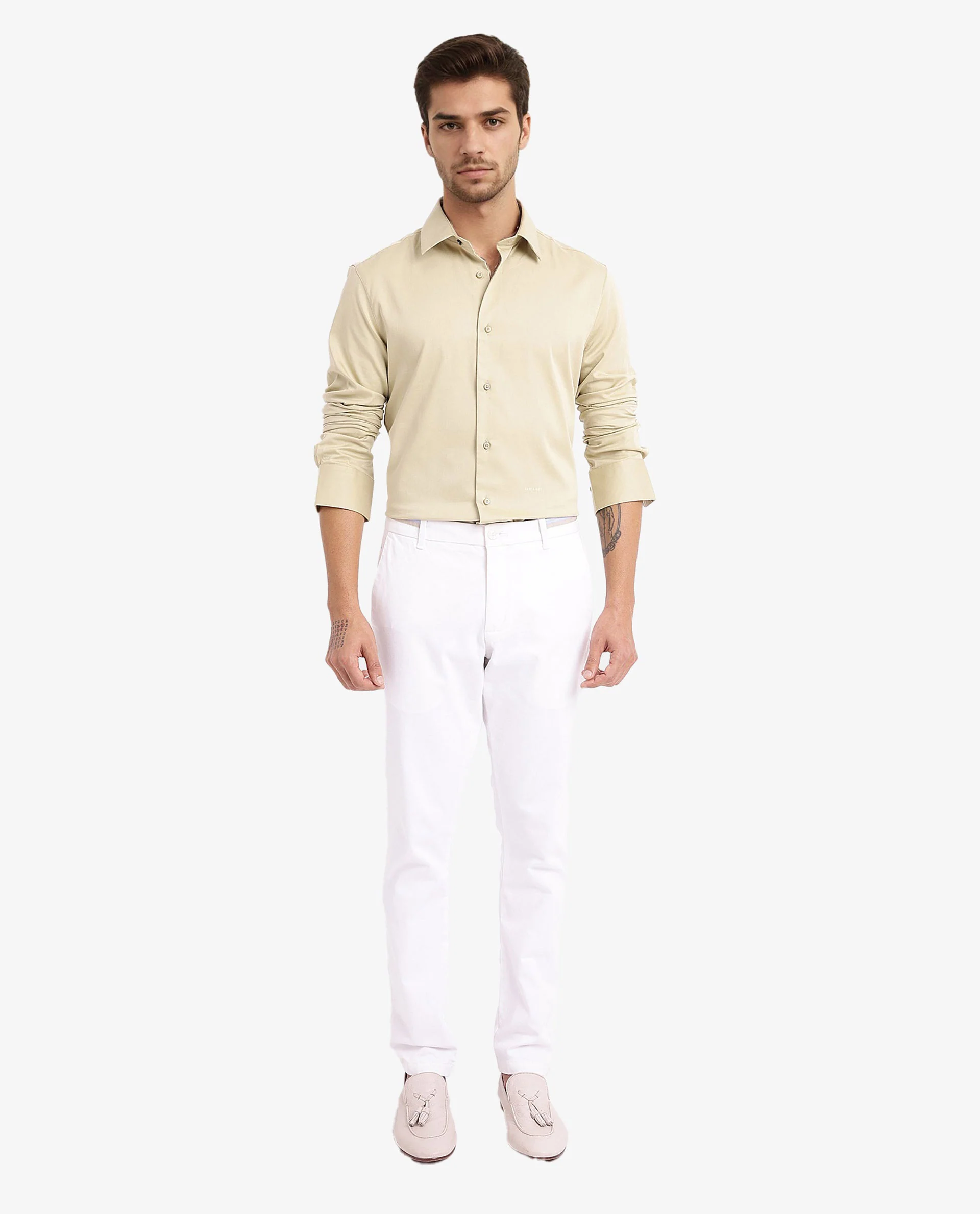 Rare Rabbit Men's Holla Pastel Green Satin Plain Regular Fit Full Sleeve Collared Shirt - Image 3