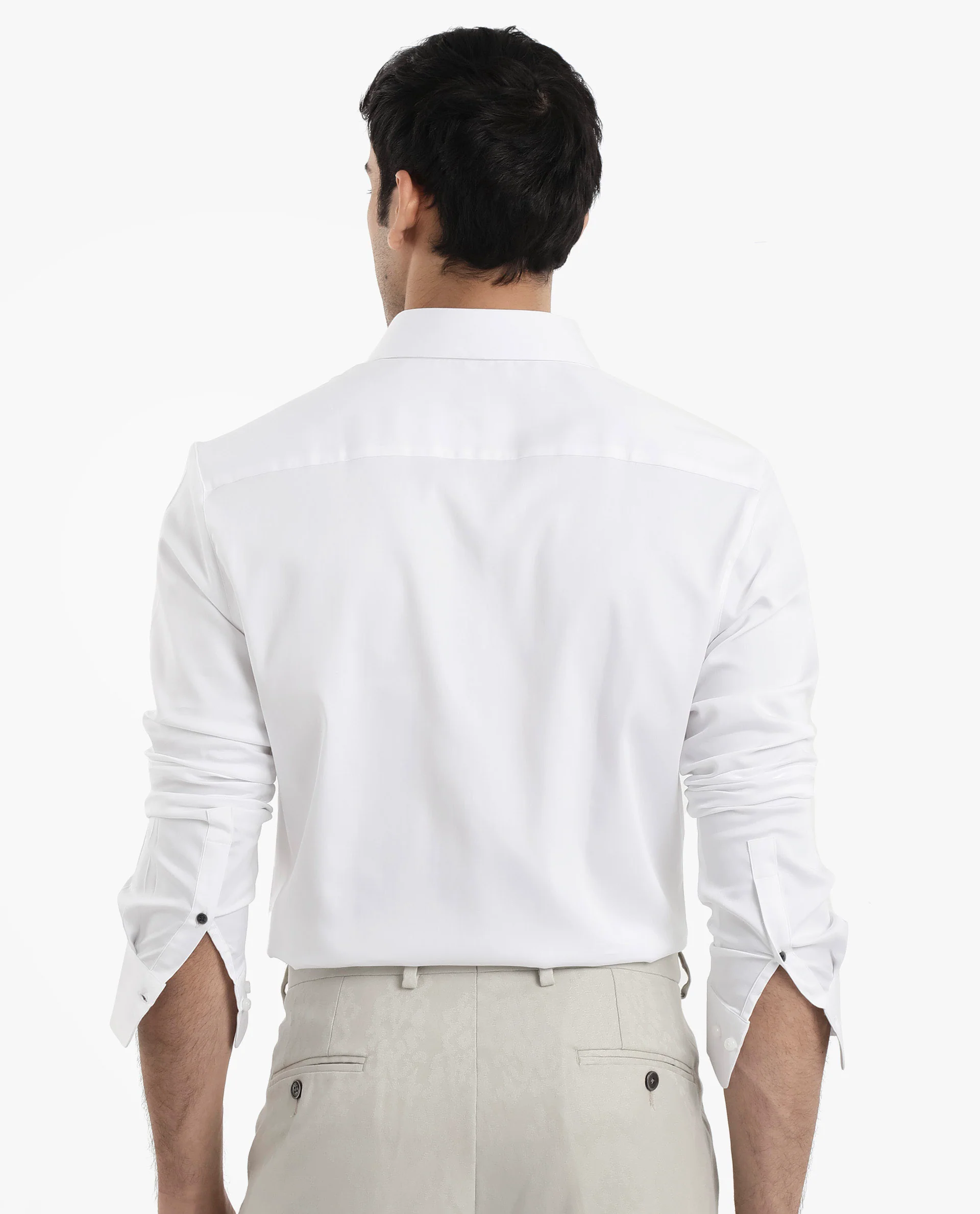 Rare Rabbit Men's Holla White Satin Plain Regular Fit Full Sleeve Collared Shirt - Image 7