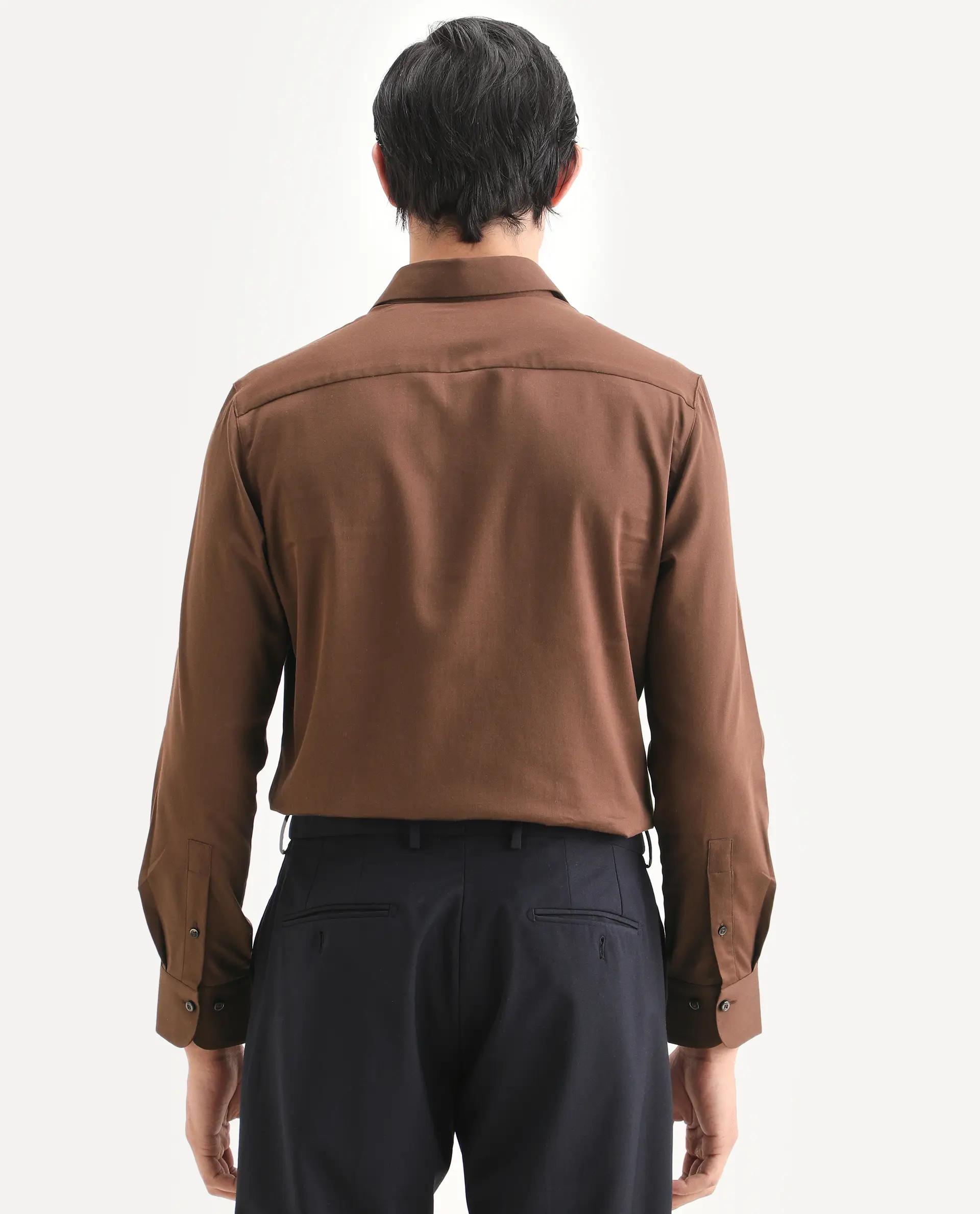 Rare Rabbit Men's Holla-Ss26 Brown Cotton Blend Fabric Full Sleeve Spread Collar Regular Fit Plain Shirt - Image 7