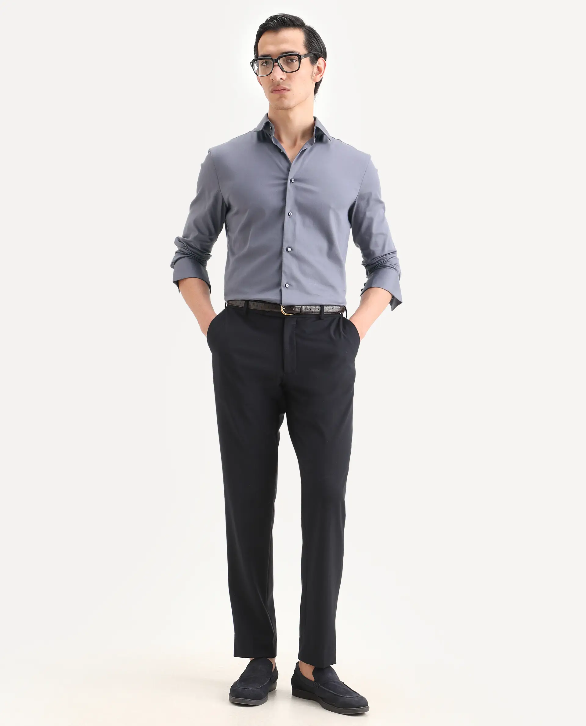 Rare Rabbit Men's Holla-Ss26 Purple Cotton Blend Fabric Full Sleeve Spread Collar Regular Fit Plain Shirt - Image 2