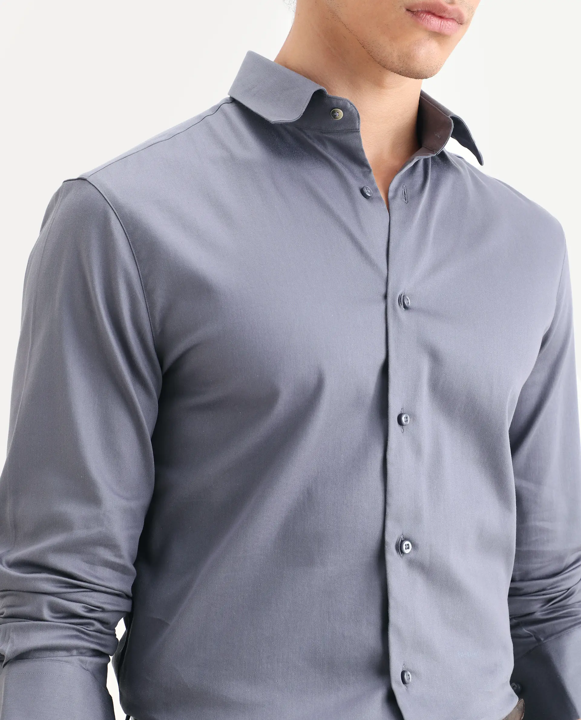 Rare Rabbit Men's Holla-Ss26 Purple Cotton Blend Fabric Full Sleeve Spread Collar Regular Fit Plain Shirt - Image 3
