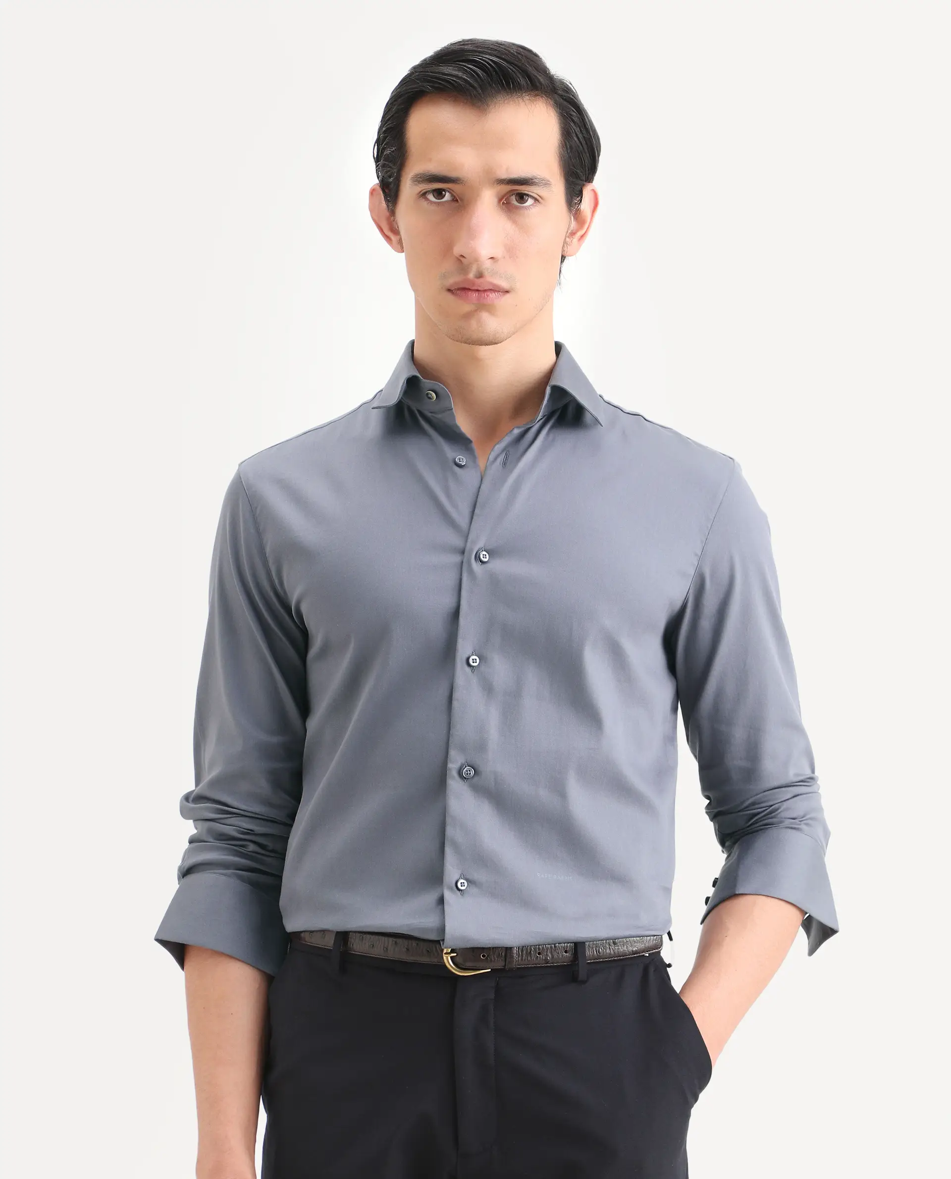 Rare Rabbit Men's Holla-Ss26 Purple Cotton Blend Fabric Full Sleeve Spread Collar Regular Fit Plain Shirt - Image 4