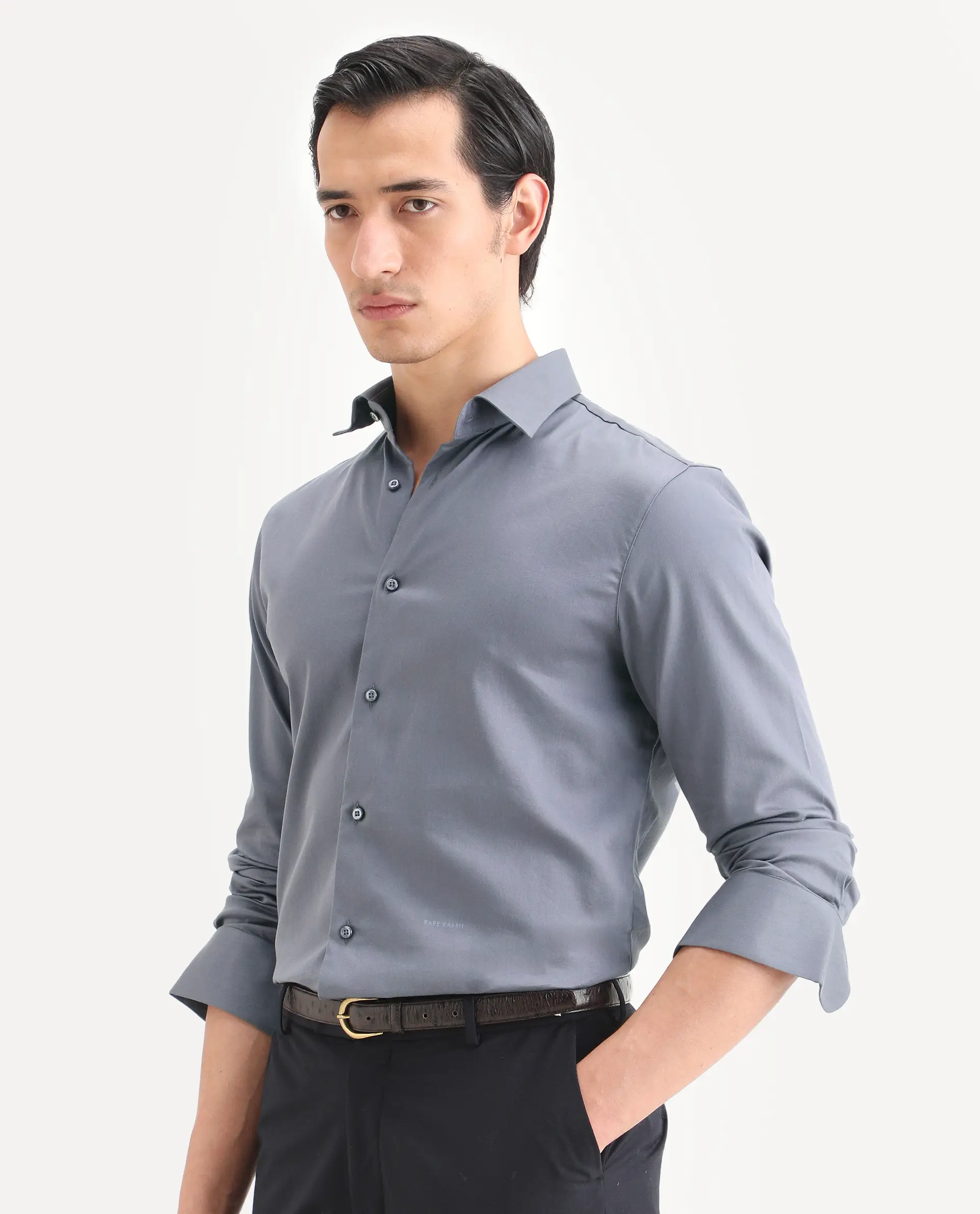 Rare Rabbit Men's Holla-Ss26 Purple Cotton Blend Fabric Full Sleeve Spread Collar Regular Fit Plain Shirt - Image 5