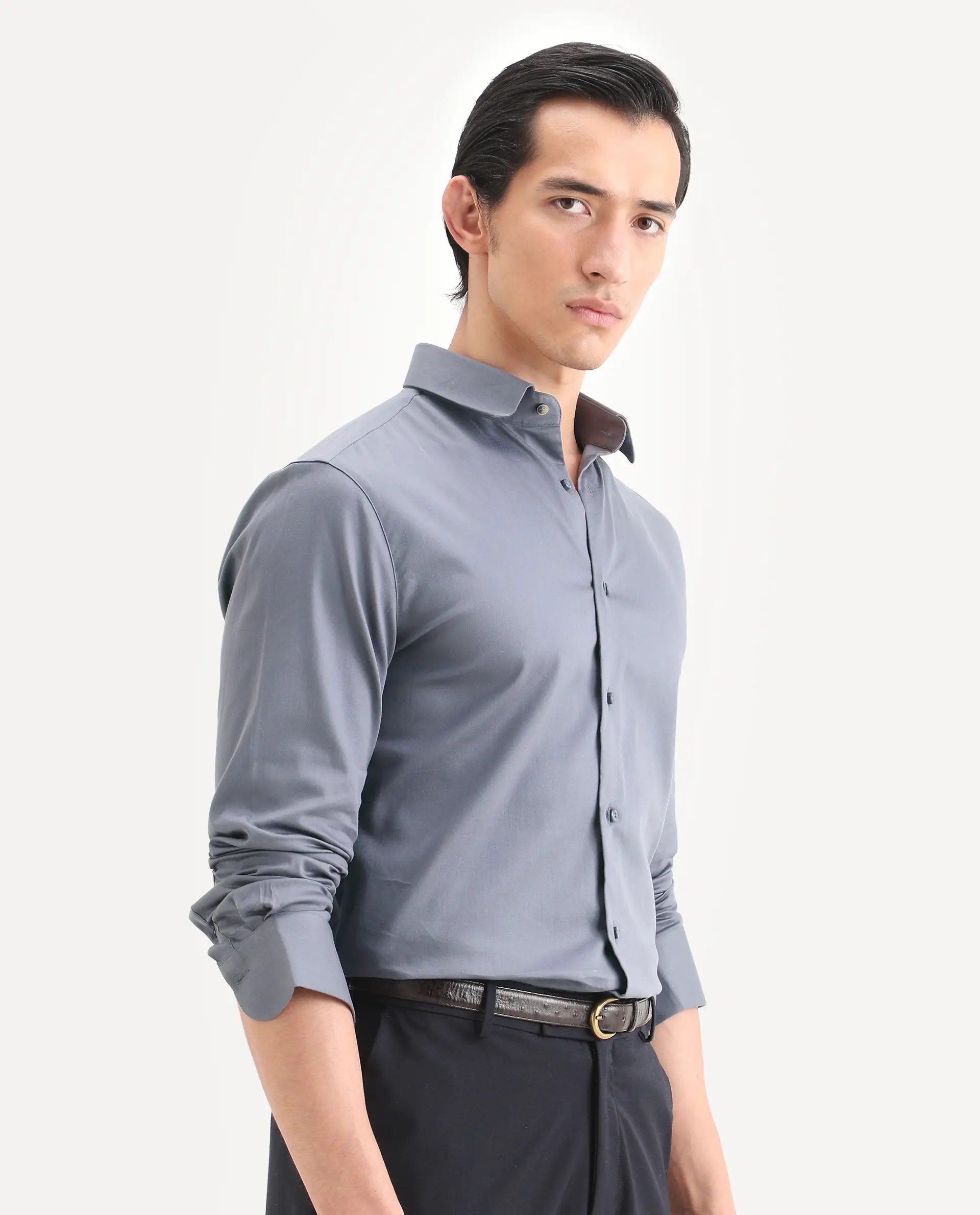 Rare Rabbit Men's Holla-Ss26 Purple Cotton Blend Fabric Full Sleeve Spread Collar Regular Fit Plain Shirt - Image 6