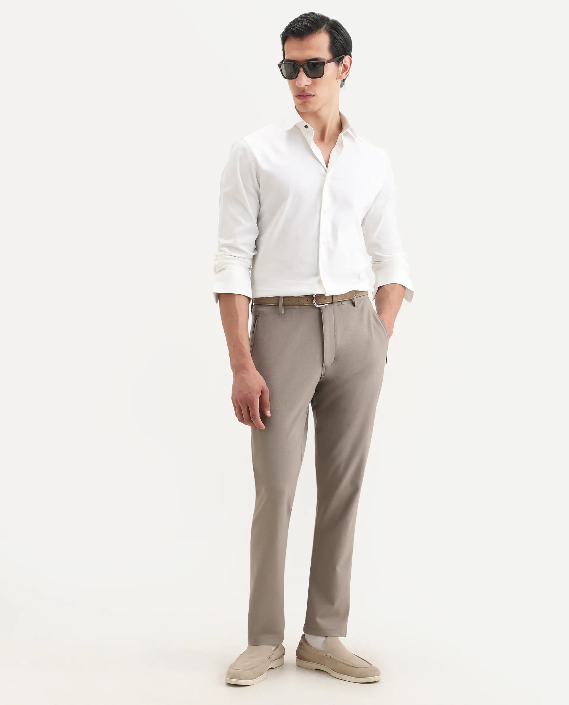 Rare Rabbit Men's Holla-Ss26 White Cotton Blend Fabric Full Sleeve Spread Collar Regular Fit Plain Shirt - Image 2