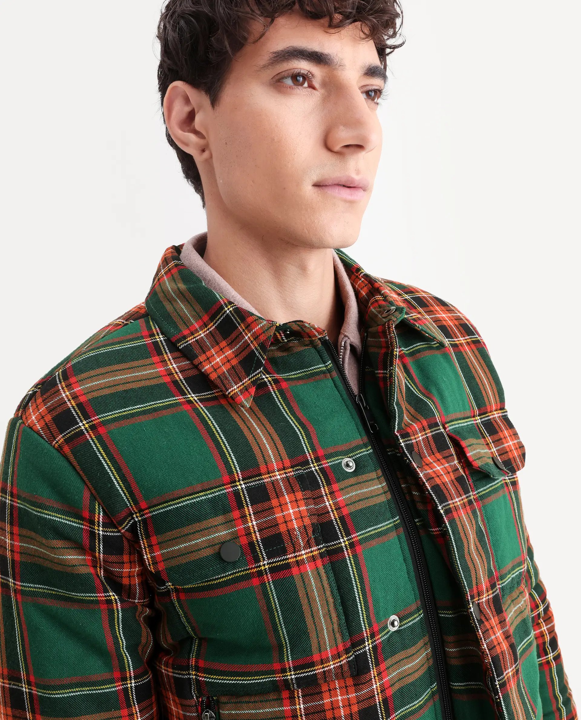 Rare Rabbit Men's Hollis Green Cotton Checked Print Regular Fit Full Sleeve Spread Collar Jacket - Image 6