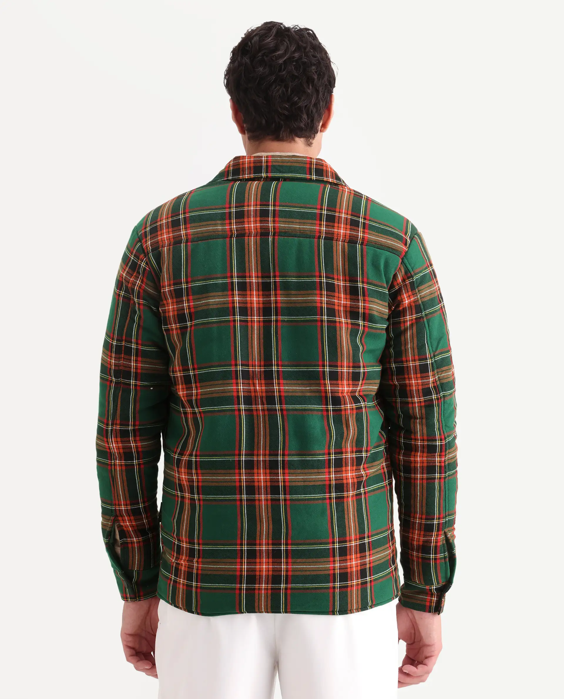 Rare Rabbit Men's Hollis Green Cotton Checked Print Regular Fit Full Sleeve Spread Collar Jacket - Image 9