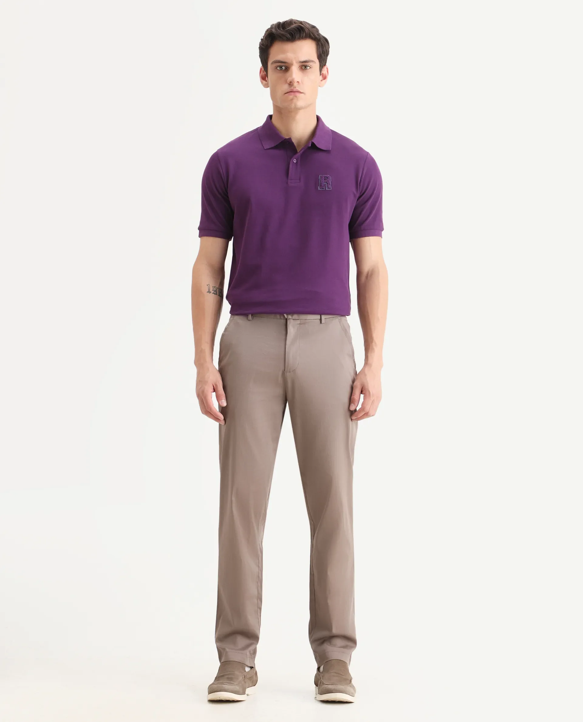 Rare Rabbit Men Hols Dark Beige Cotton Blend Fabric Button Closure Plain Trouser - Image 4
