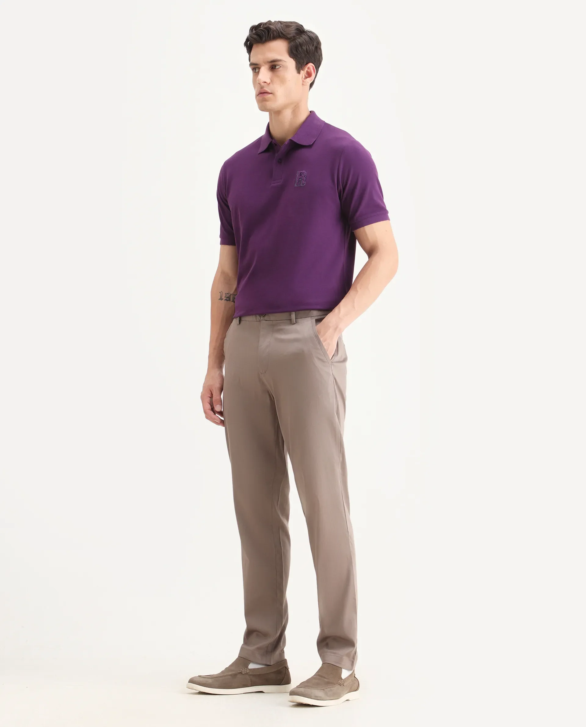 Rare Rabbit Men Hols Dark Beige Cotton Blend Fabric Button Closure Plain Trouser - Image 5