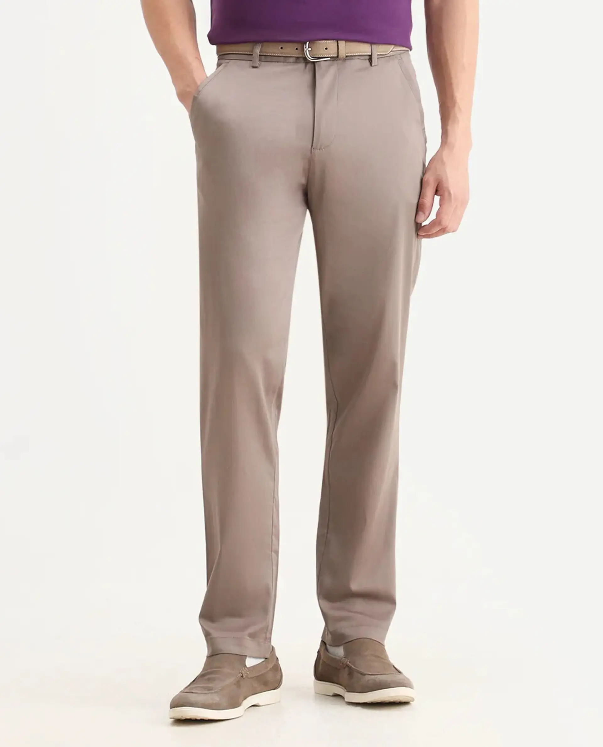 Rare Rabbit Men Hols Dark Beige Cotton Blend Fabric Button Closure Plain Trouser - Image 8