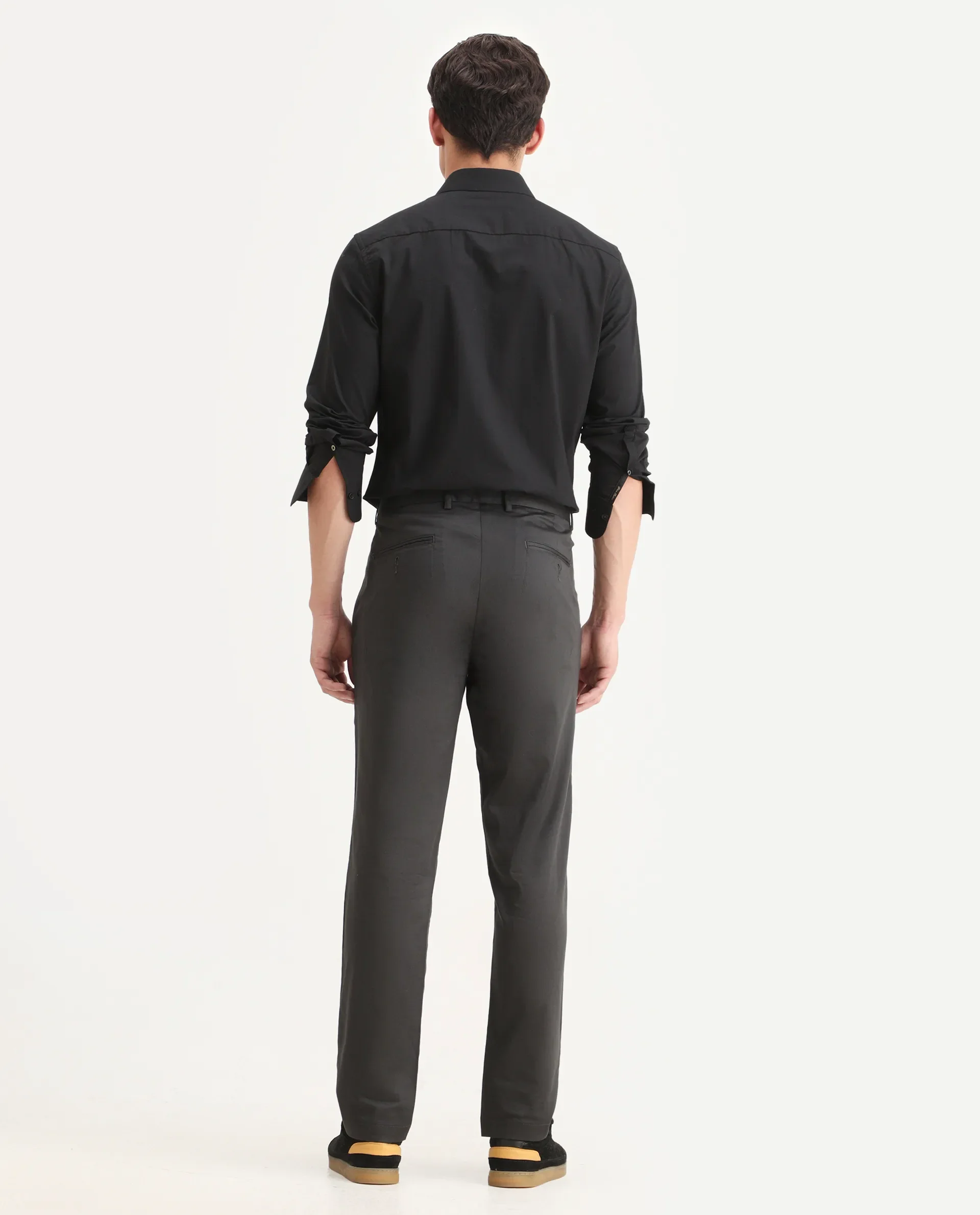 Rare Rabbit Men Hols Dark Grey Cotton Blend Fabric Button Closure Plain Trouser - Image 7