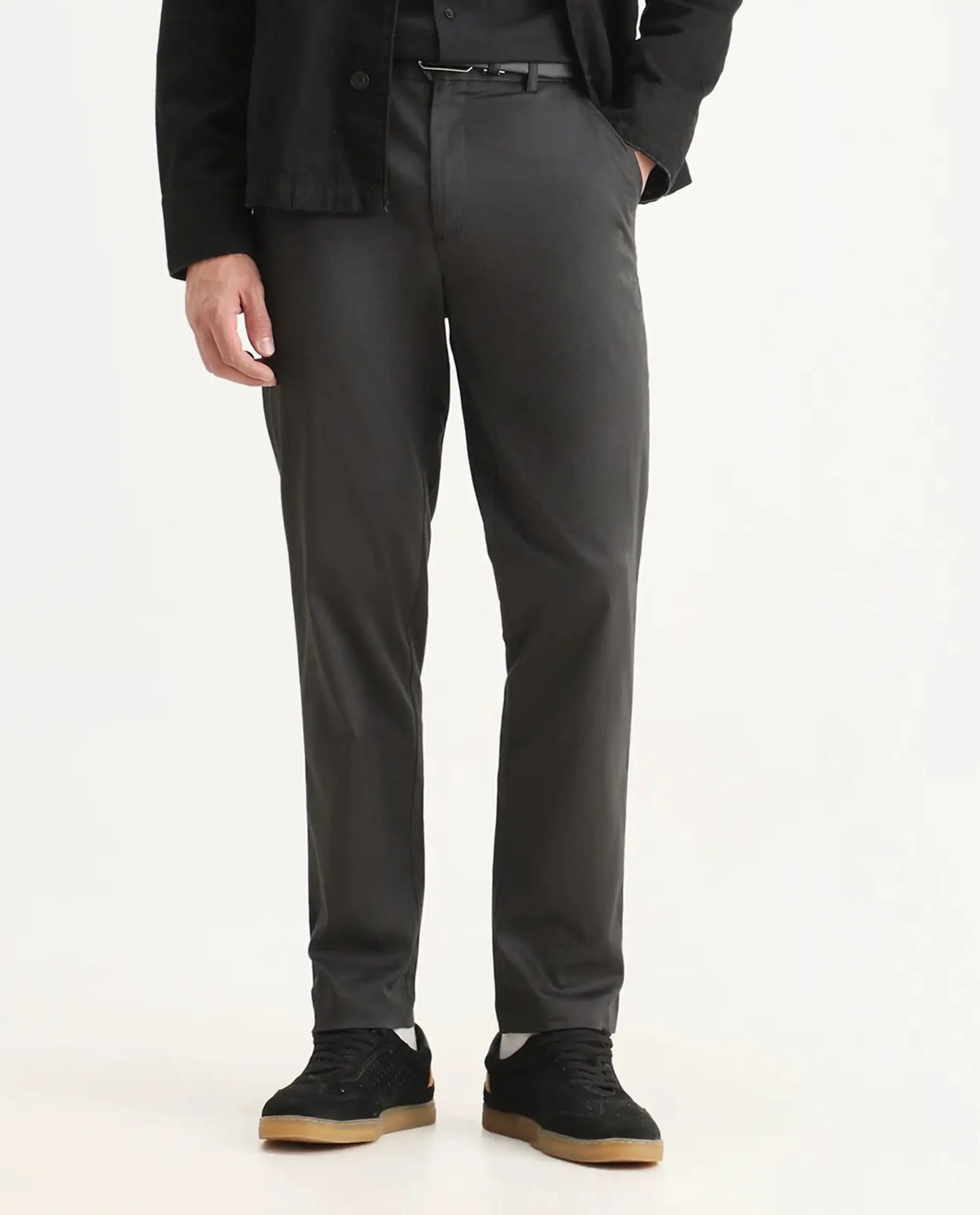 Rare Rabbit Men Hols Dark Grey Cotton Blend Fabric Button Closure Plain Trouser - Image 8